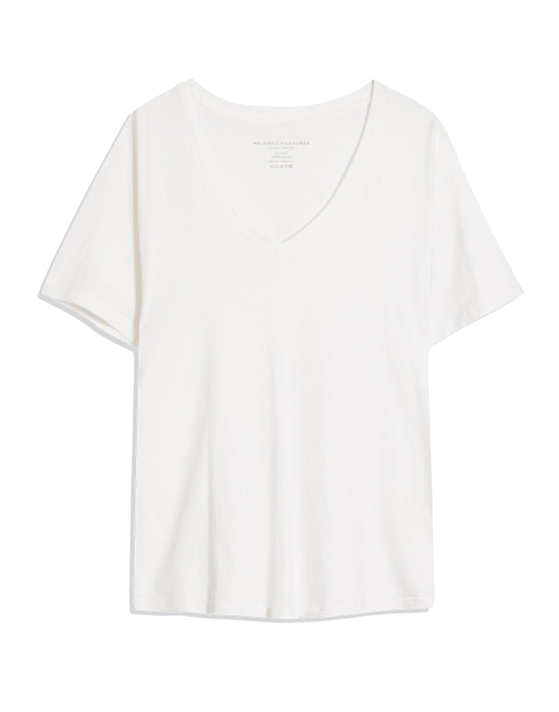 MAJESTIC FILATURES T-shirt Scollo a V in Cotone Silk Touch Bianca