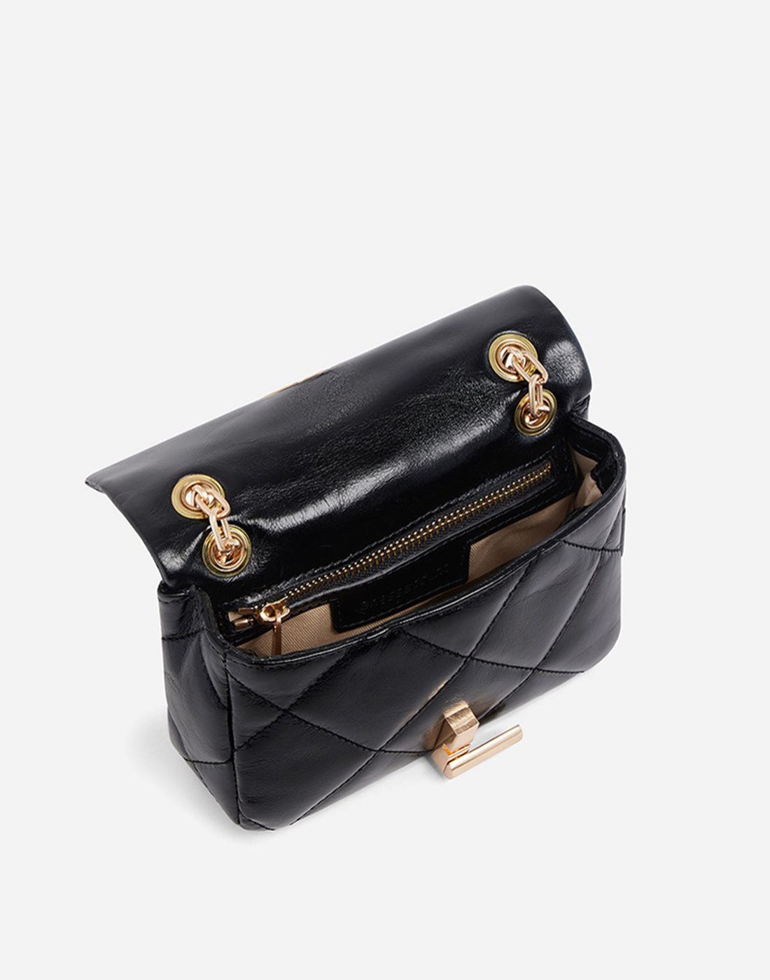 VANESSA BRUNO Borsa Nano Moon in pelle increspata Nera