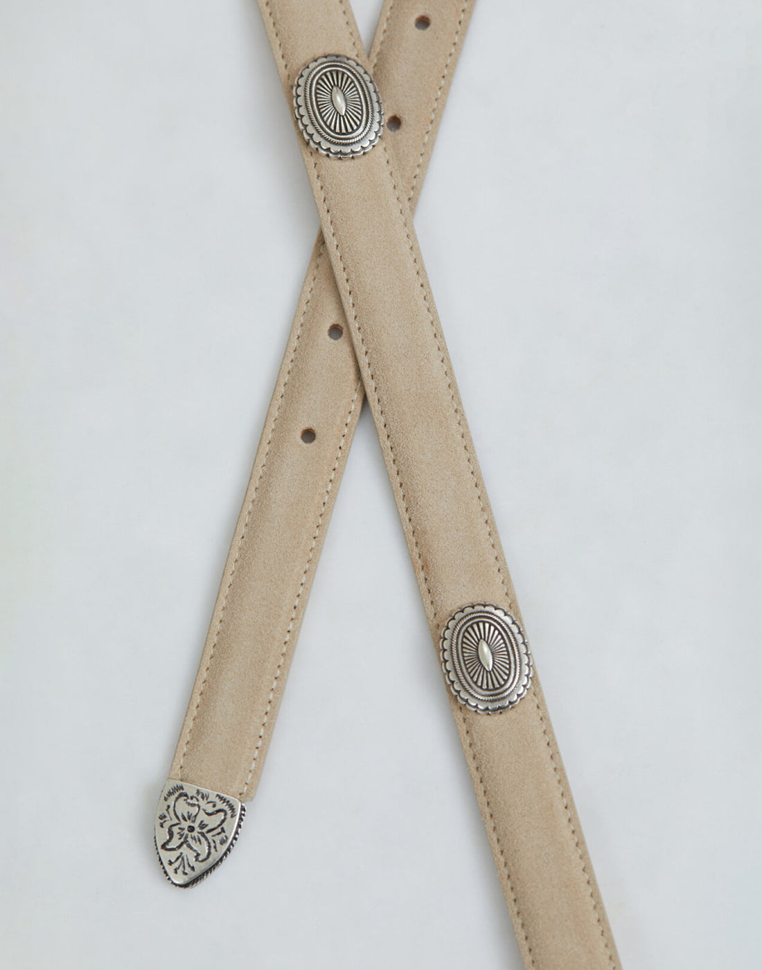 Suede belt with western buckle