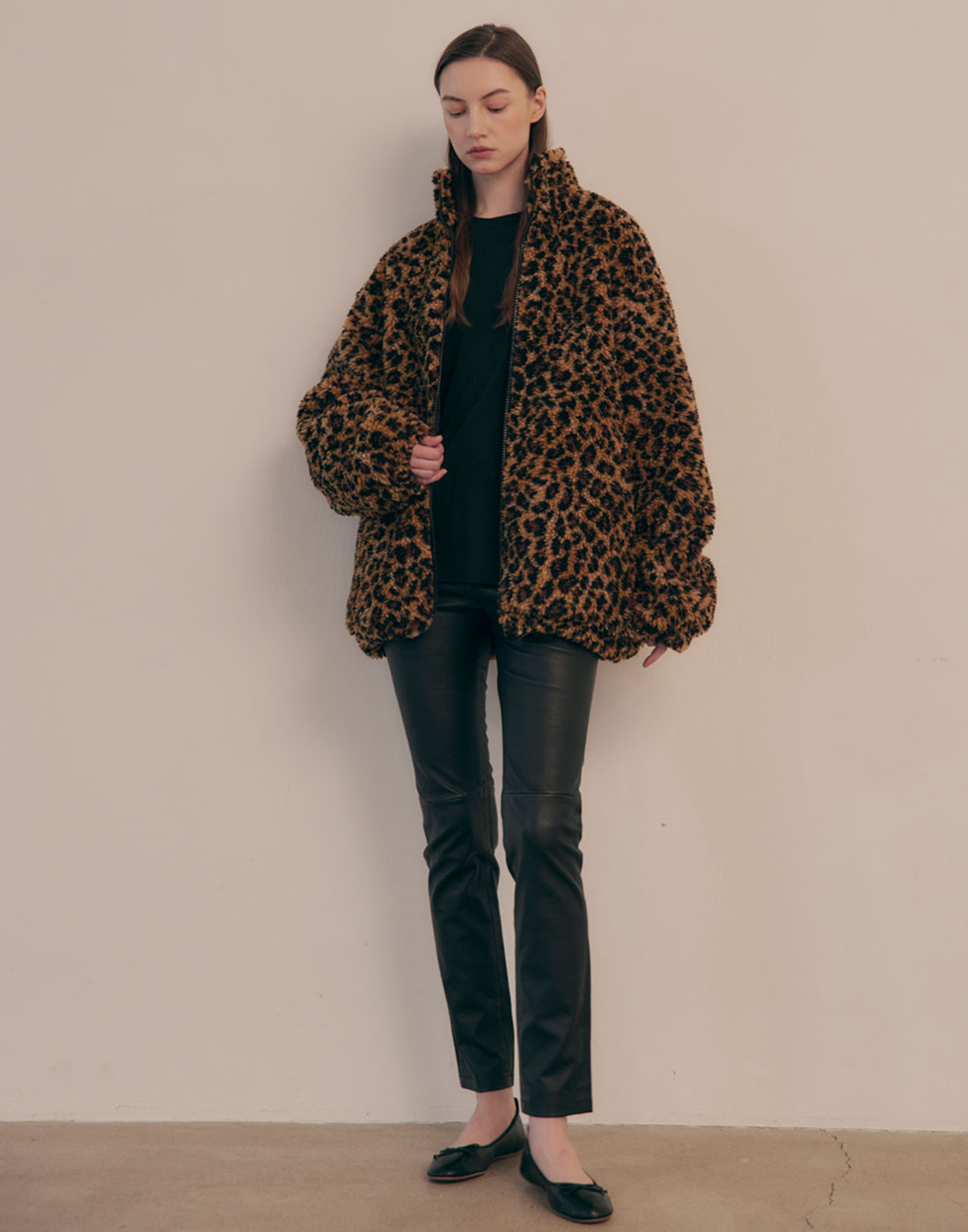 VIS A VIS Giacca Oversize in Pile Leopard