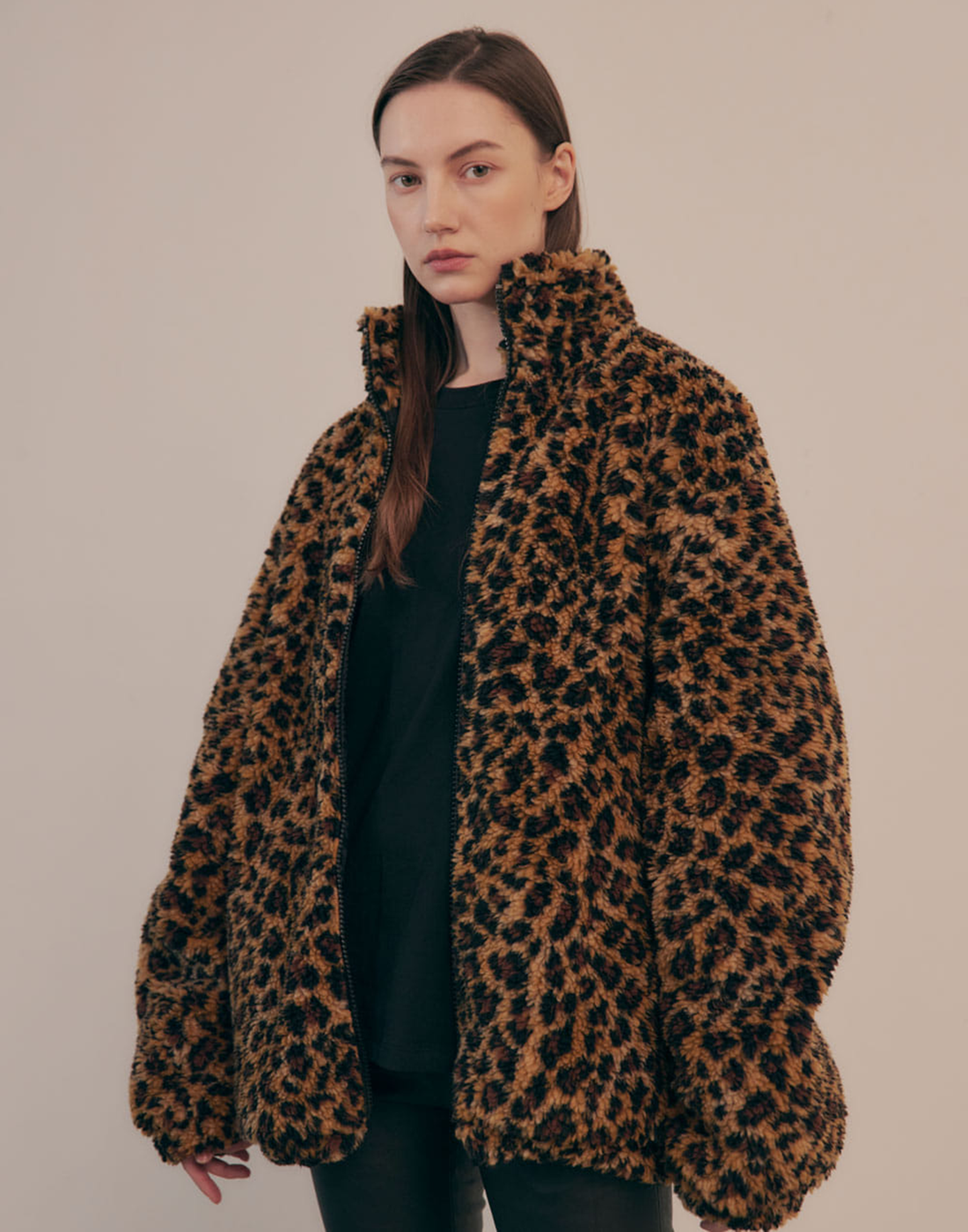 VIS A VIS Giacca Oversize in Pile Leopard