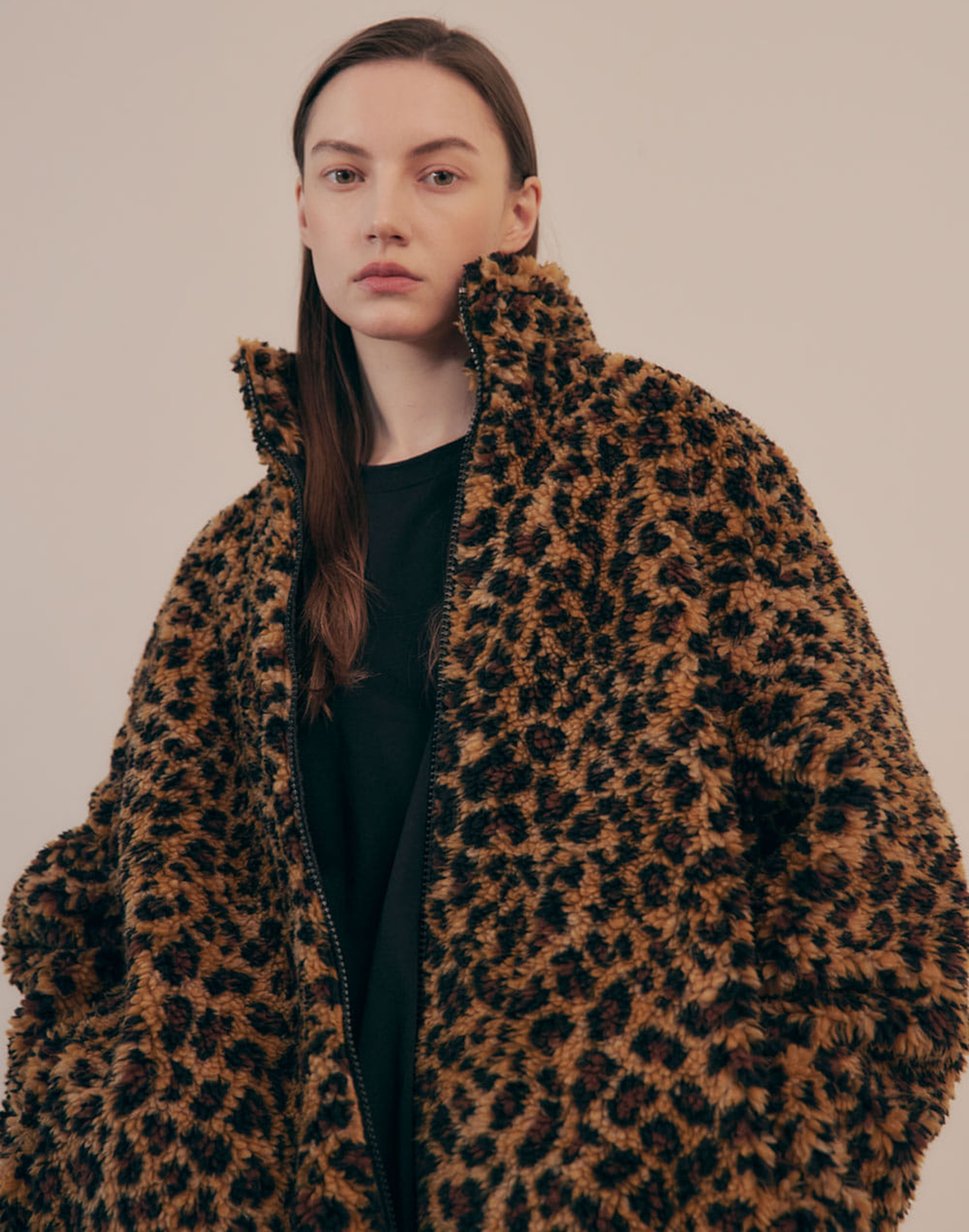 VIS A VIS Giacca Oversize in Pile Leopard