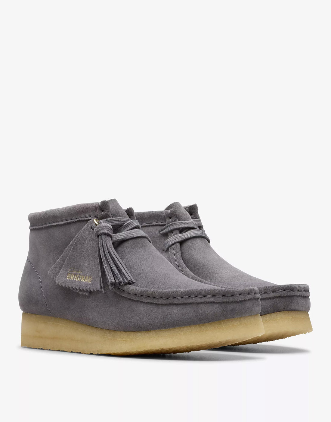 CLARKS Polacchine Wallabee Boot in Camoscio Grigio/Blu