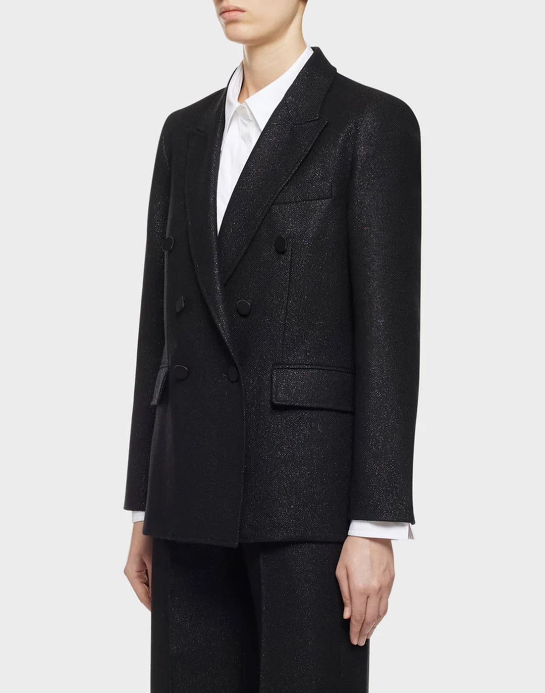 DEPARTMENT FIVE Blazer Doppiopetto Ari in Panno Lurex Nero