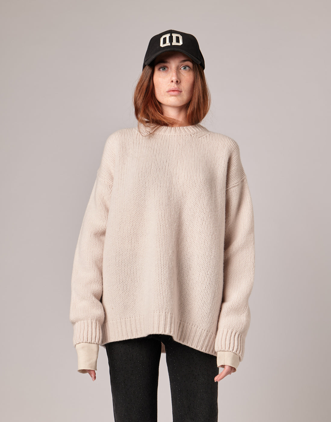 DOUUOD Maglione in Catenella di Lana Extrafine/Cashmere Porcellana