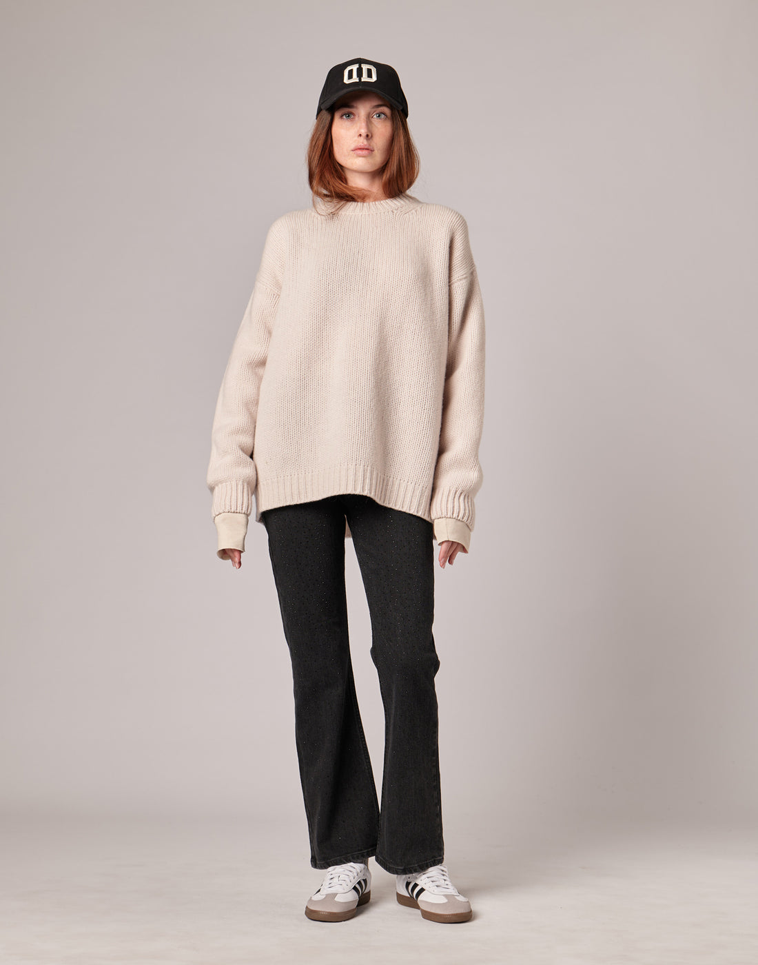 DOUUOD Maglione in Catenella di Lana Extrafine/Cashmere Porcellana