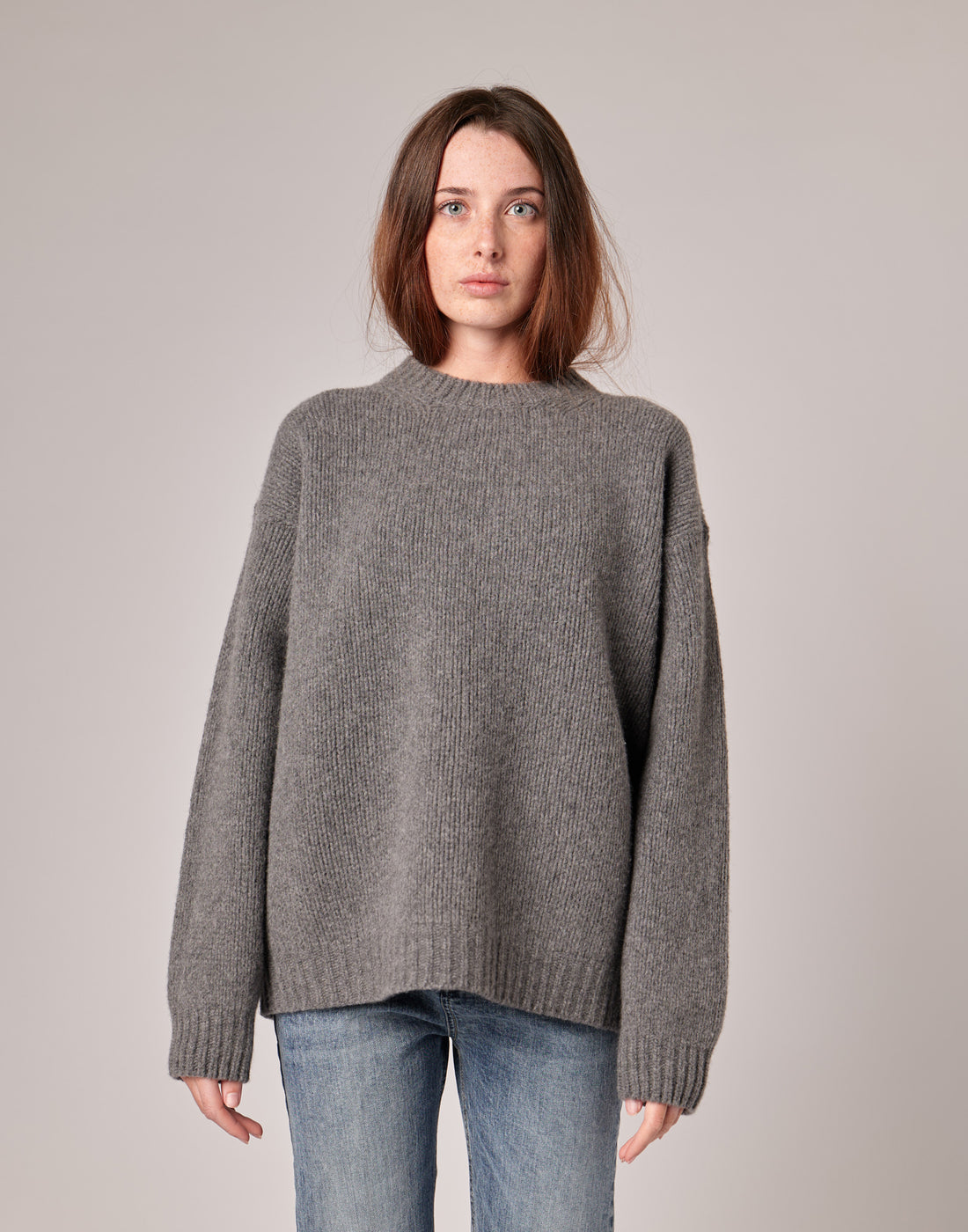 DOUUOD Maglione in Catenella di Lana Extrafine/Cashmere Grigio Melange