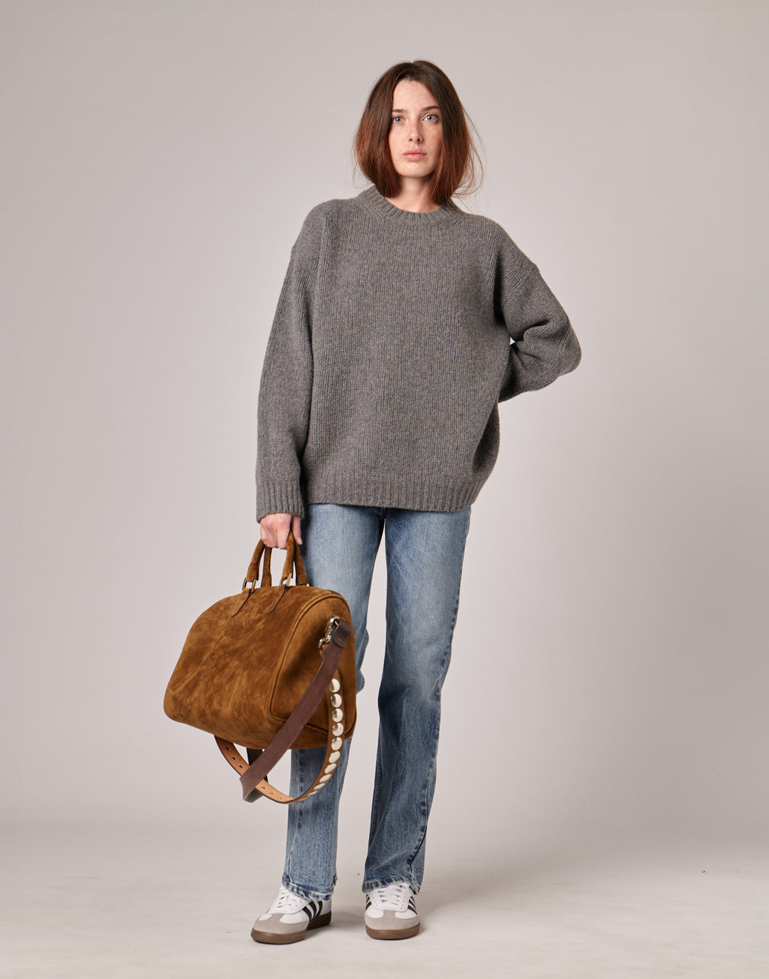 DOUUOD Maglione in Catenella di Lana Extrafine/Cashmere Grigio Melange