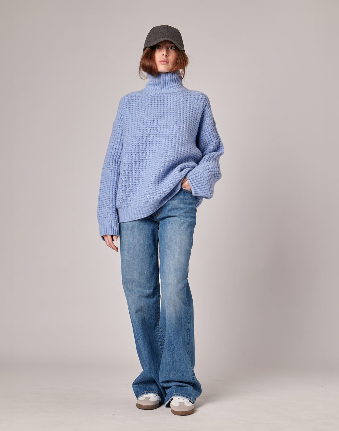 DOUUOD Maglione Dolcevita in Catenella di Lana Extrafine/Cashmere Pervinca