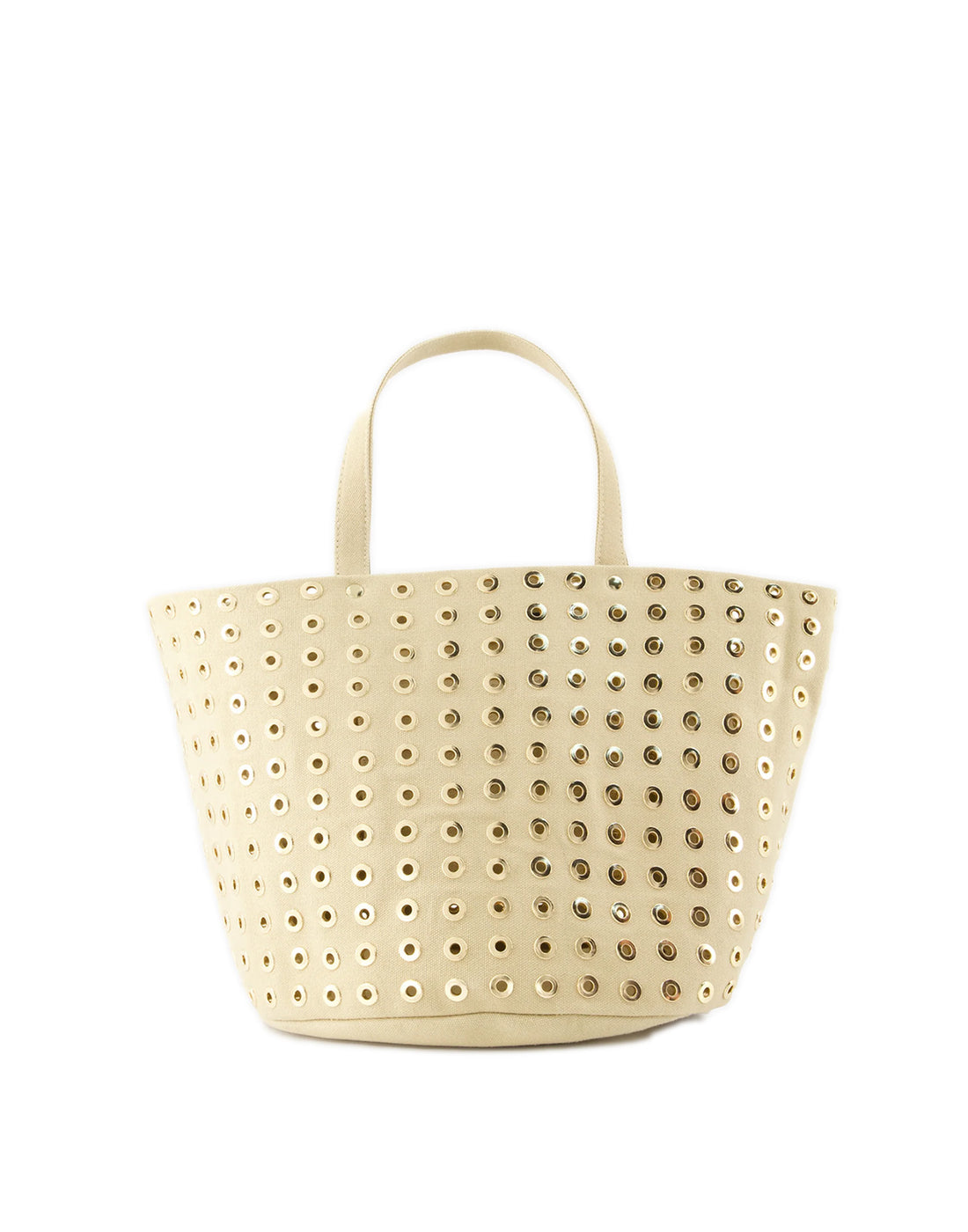 LAURENCE BRAS Borsa Muffin in Cotone con Occhielli Beige