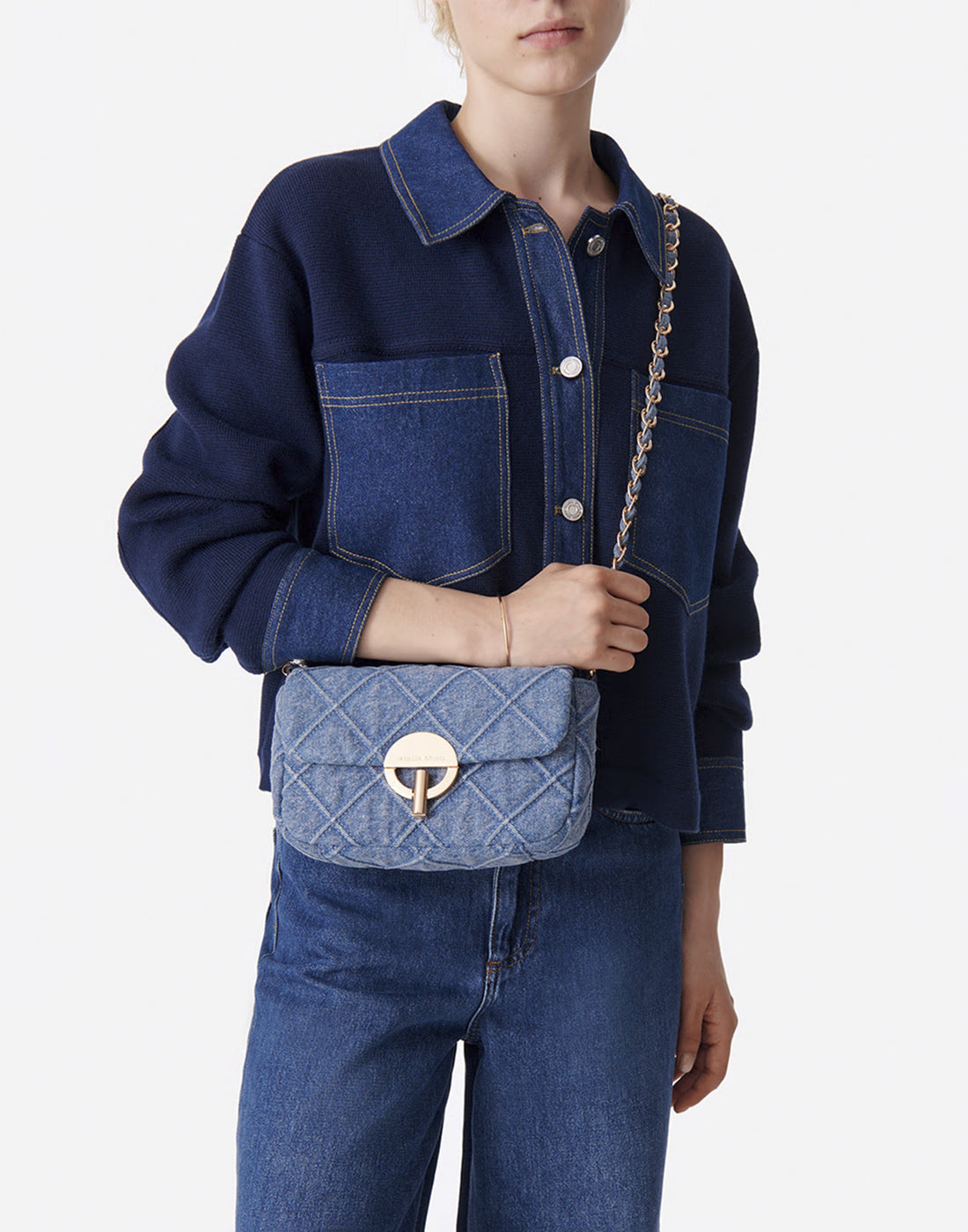 VANESSA BRUNO Borsa Moon Media in Denim