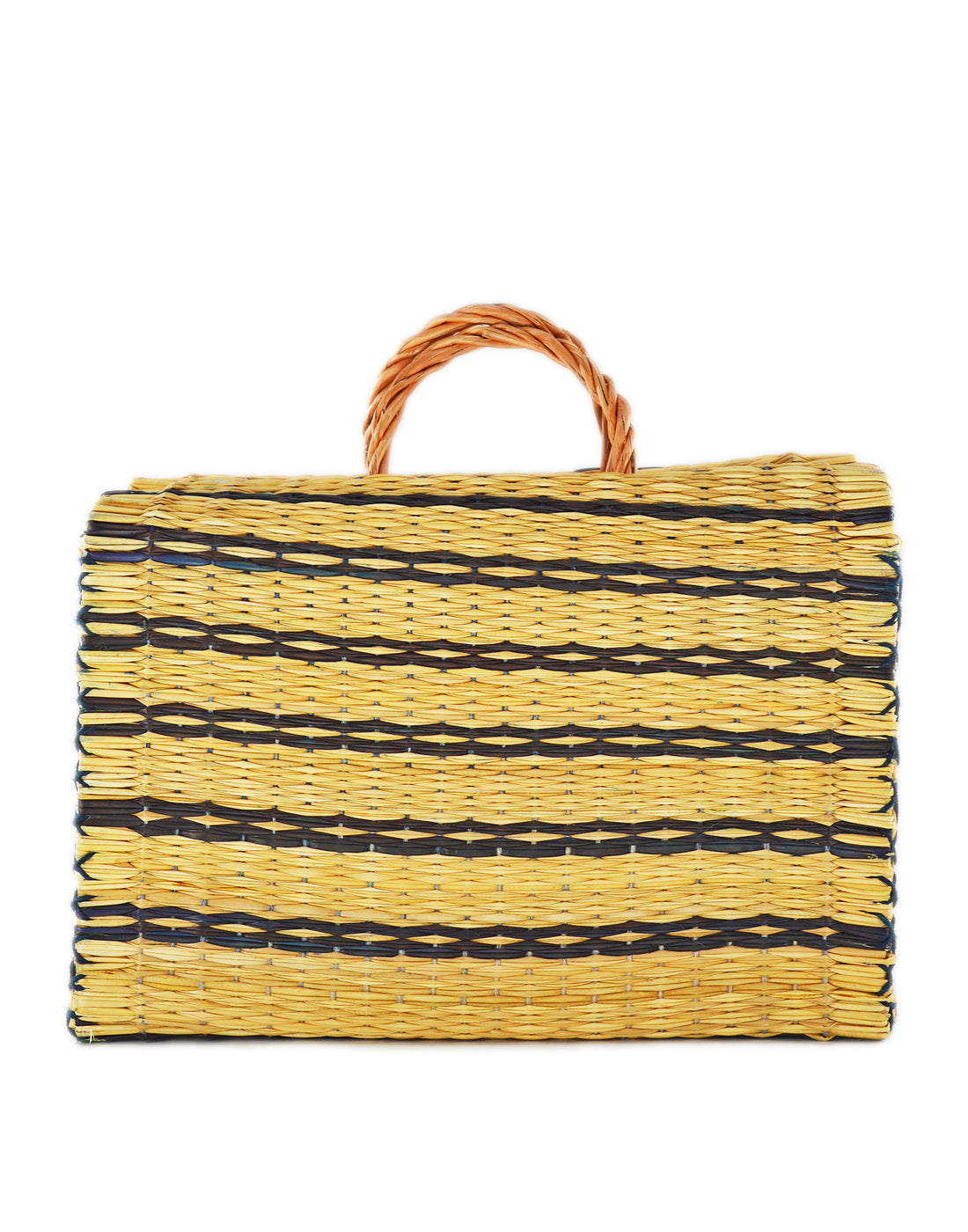 KARLA D'O Borsa Picnic Grande in Vimini Naturale/Nero