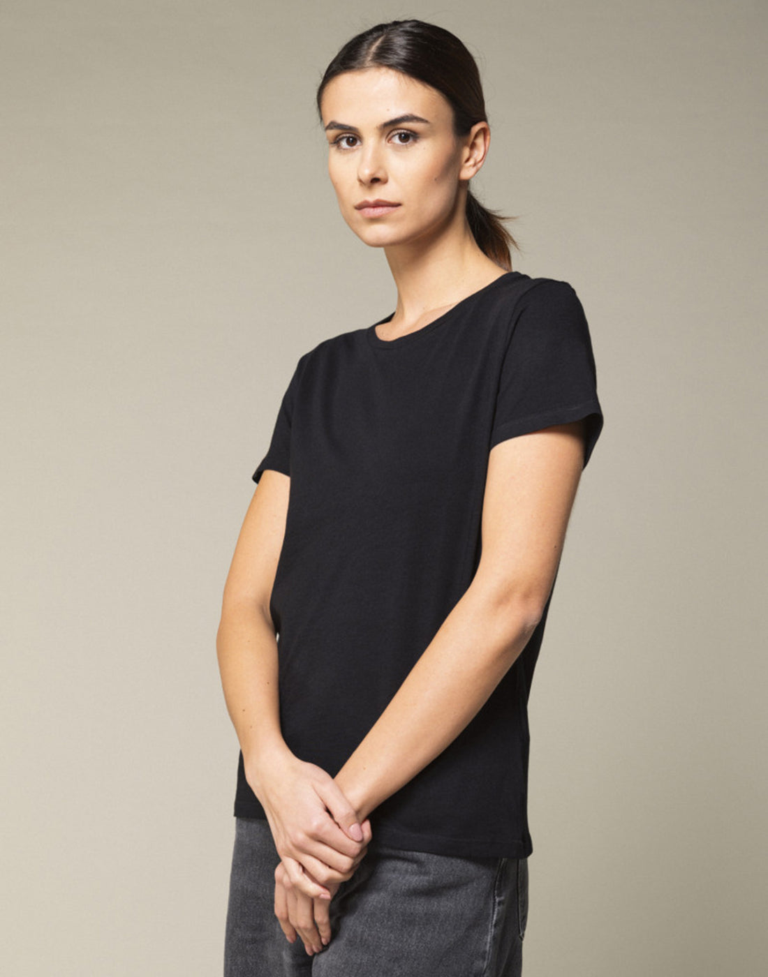 MAJESTIC FILATURES T-shirt Girocollo in Cotone Silk Touch Nera