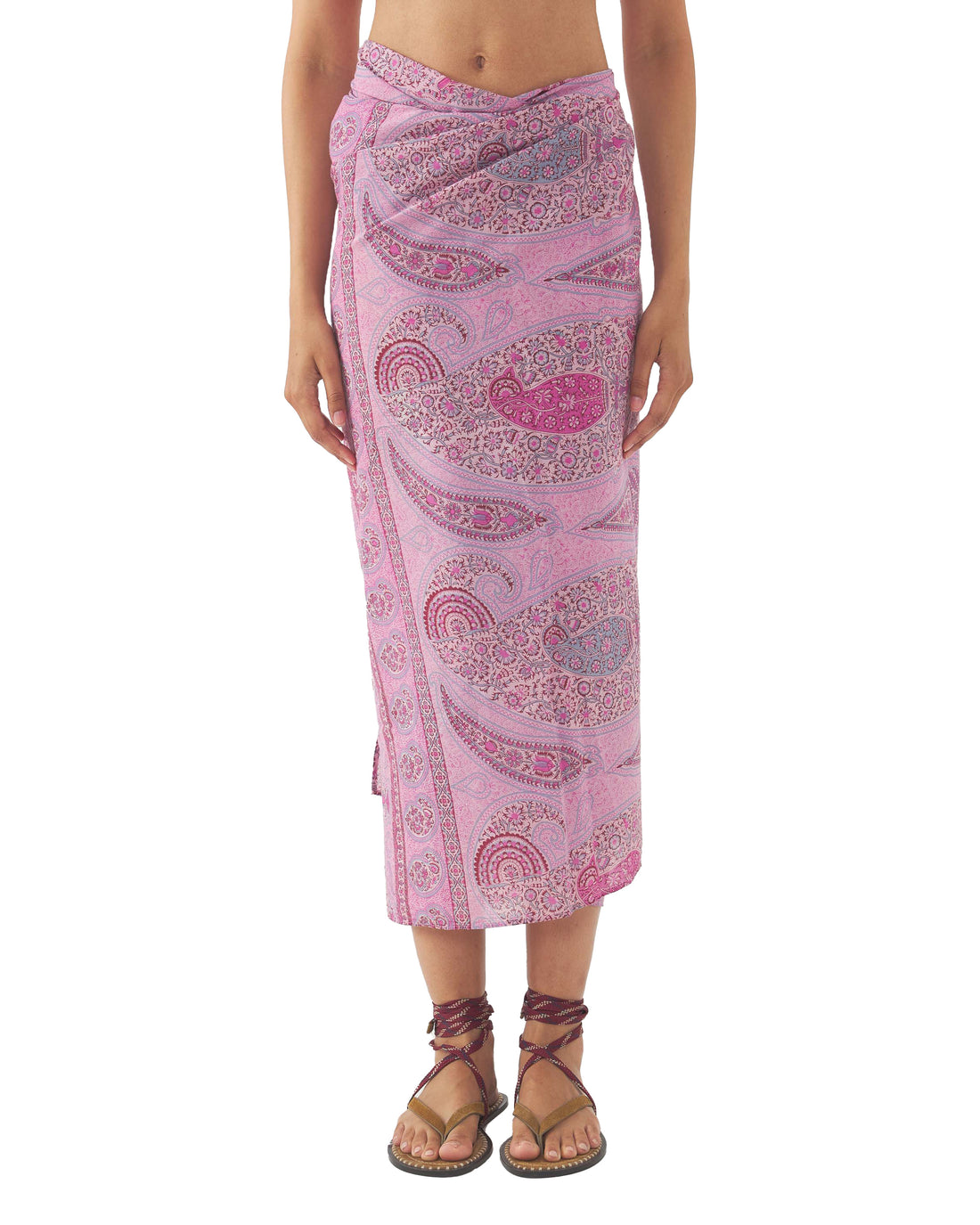 ANTIK BATIK Pareo Taya in Voile di Cotone Stampato Rosa