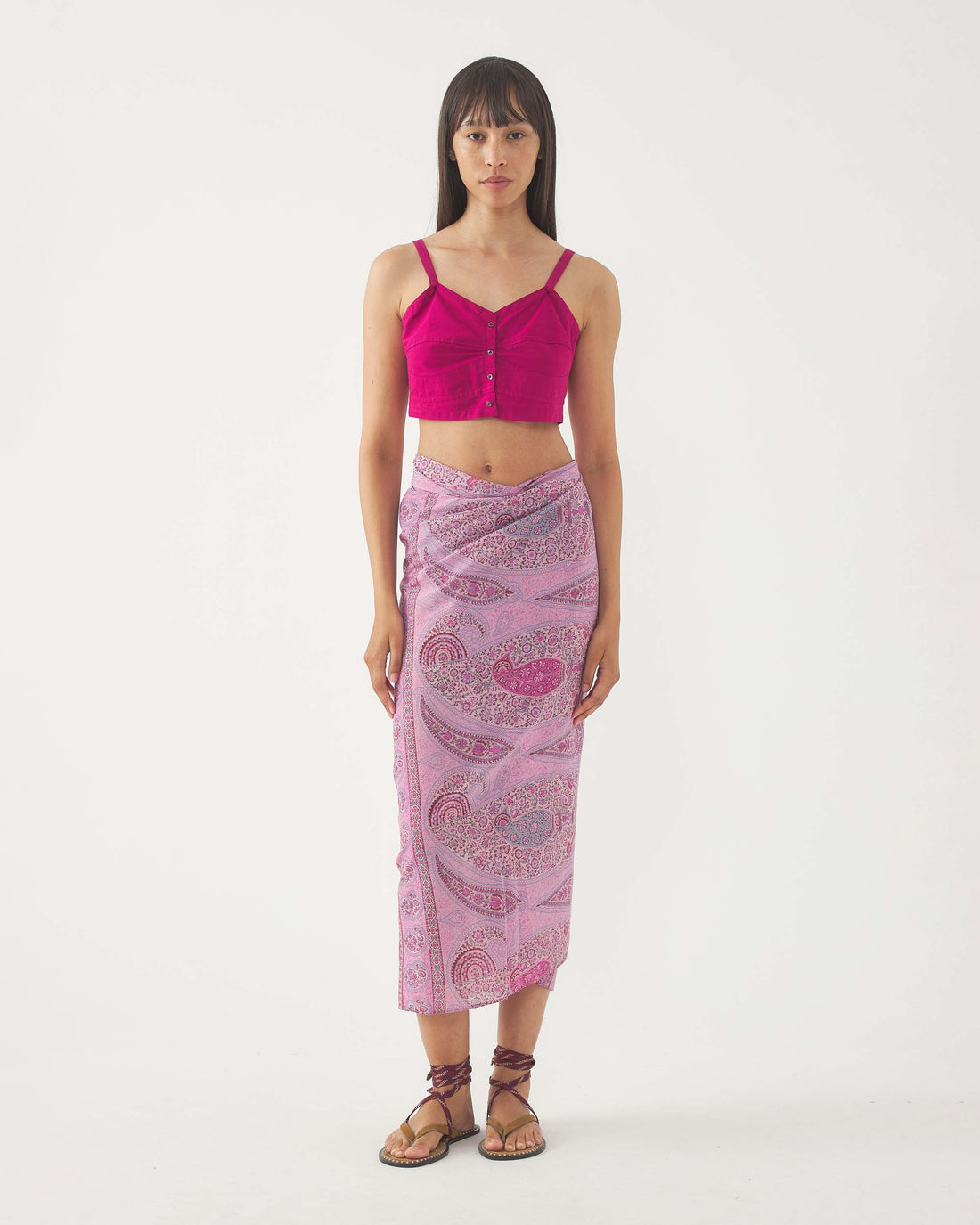 ANTIK BATIK Pareo Taya in Voile di Cotone Stampato Rosa