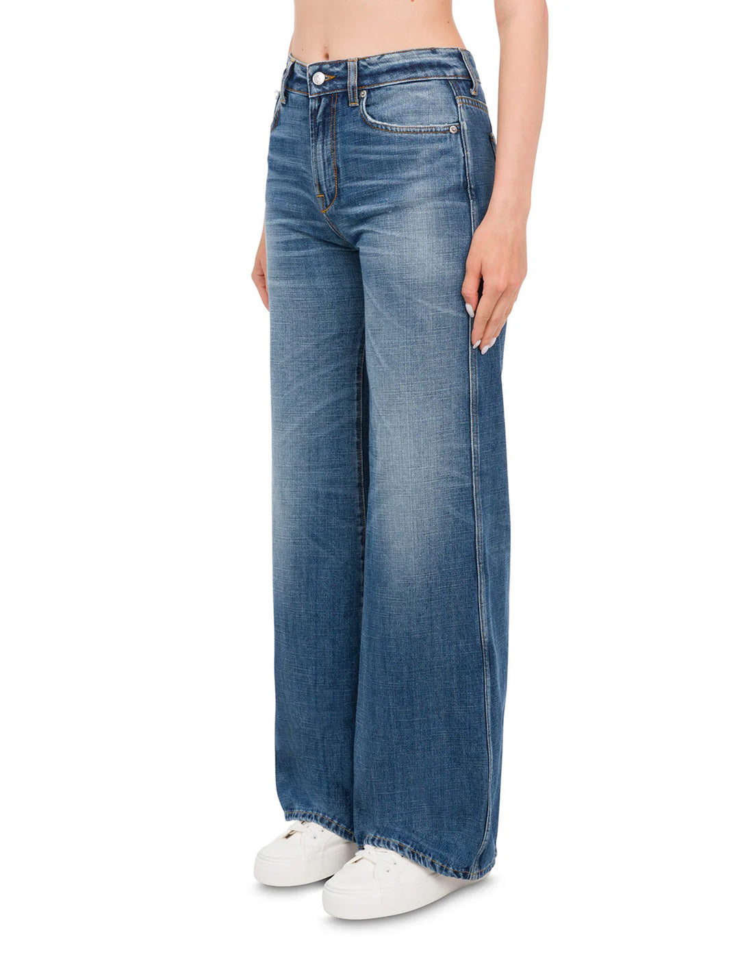 DEPARTMENT FIVE Jeans Wide Leg Pretender in Denim Blu