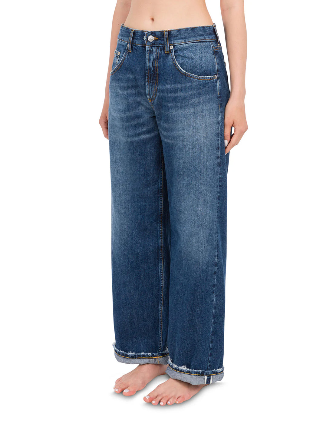 DEPARTMENT FIVE Jeans a Gamba Ampia Pop in Denim Cimosato Blu