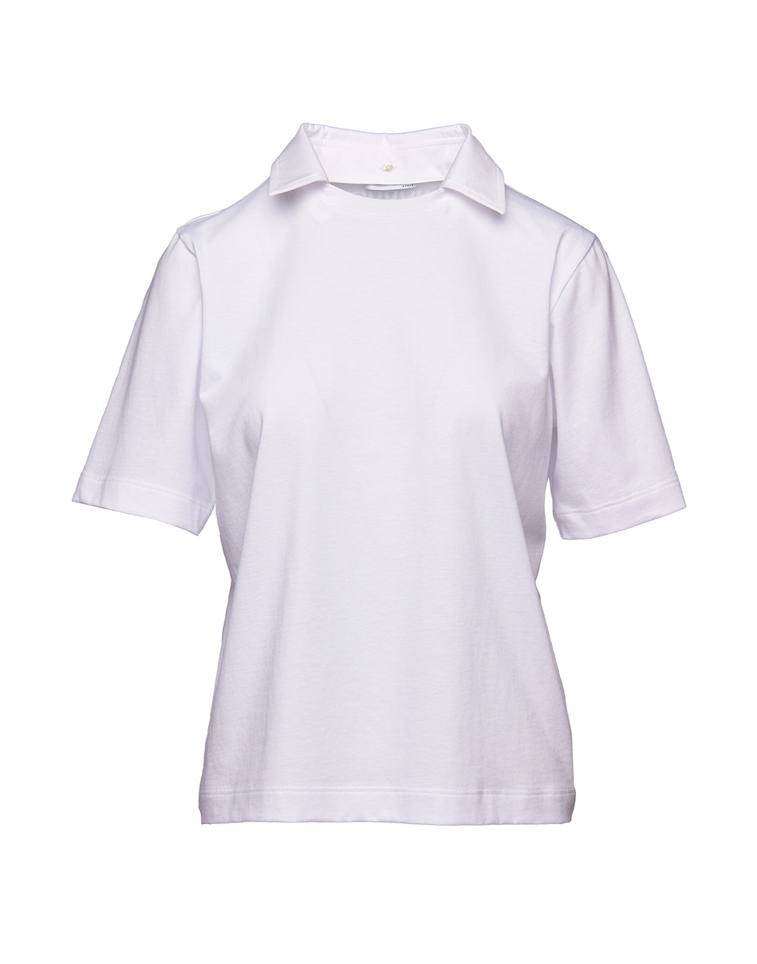 DOUUOD T-shirt Manica Corta con Collo Rimovibile in Popeline Off White