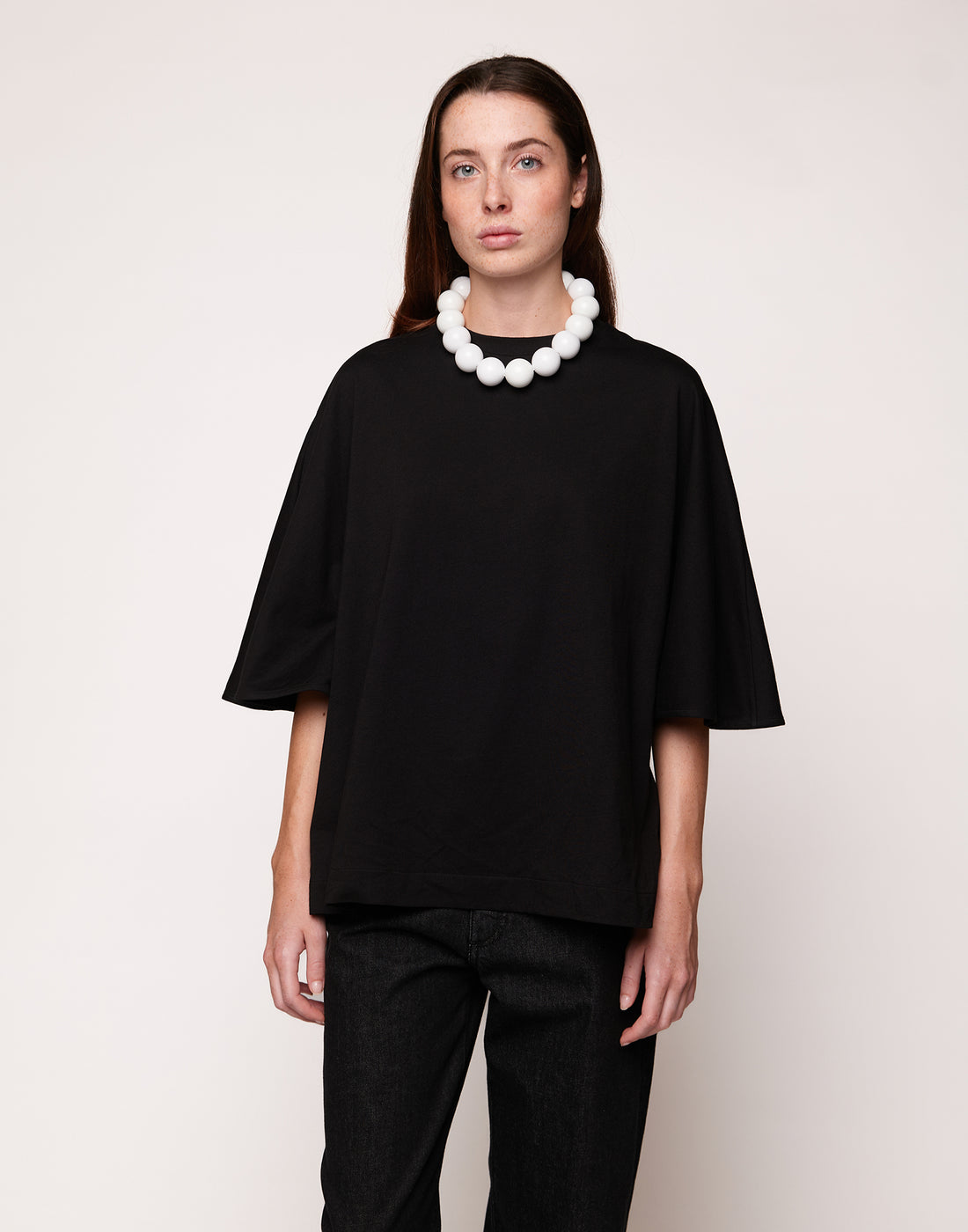 DOUUOD T-shirt Girocollo con Manica Kimono Nera