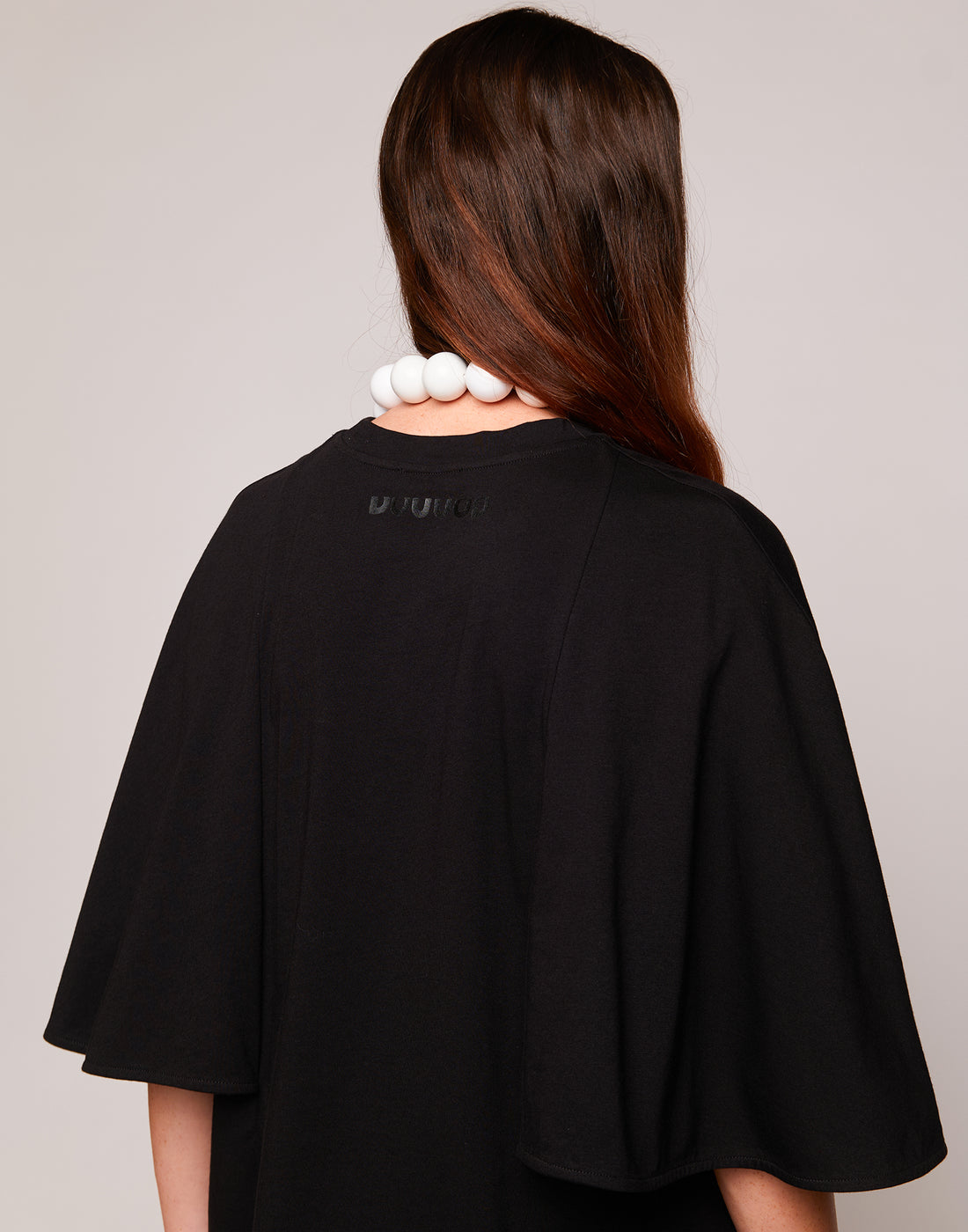 DOUUOD T-shirt Girocollo con Manica Kimono Nera