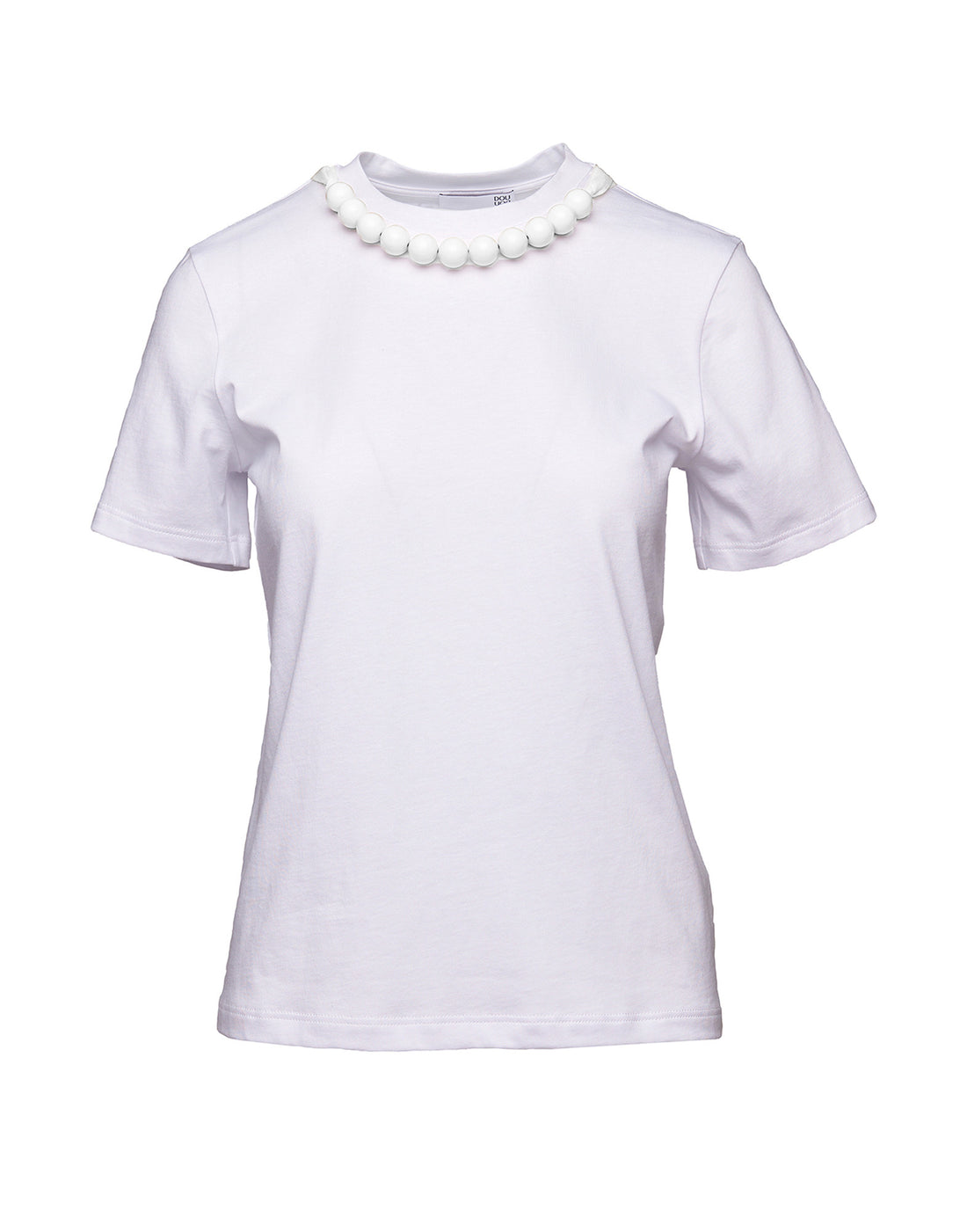 DOUUOD T-shirt Manica Corta con Collana Off White