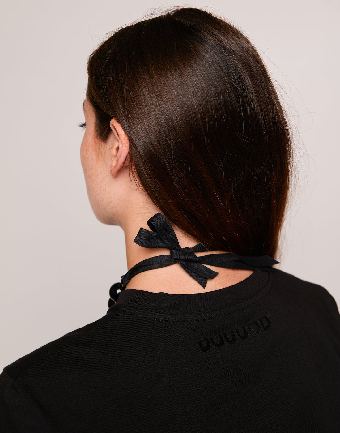 DOUUOD T-shirt Manica Corta con Collana Nera