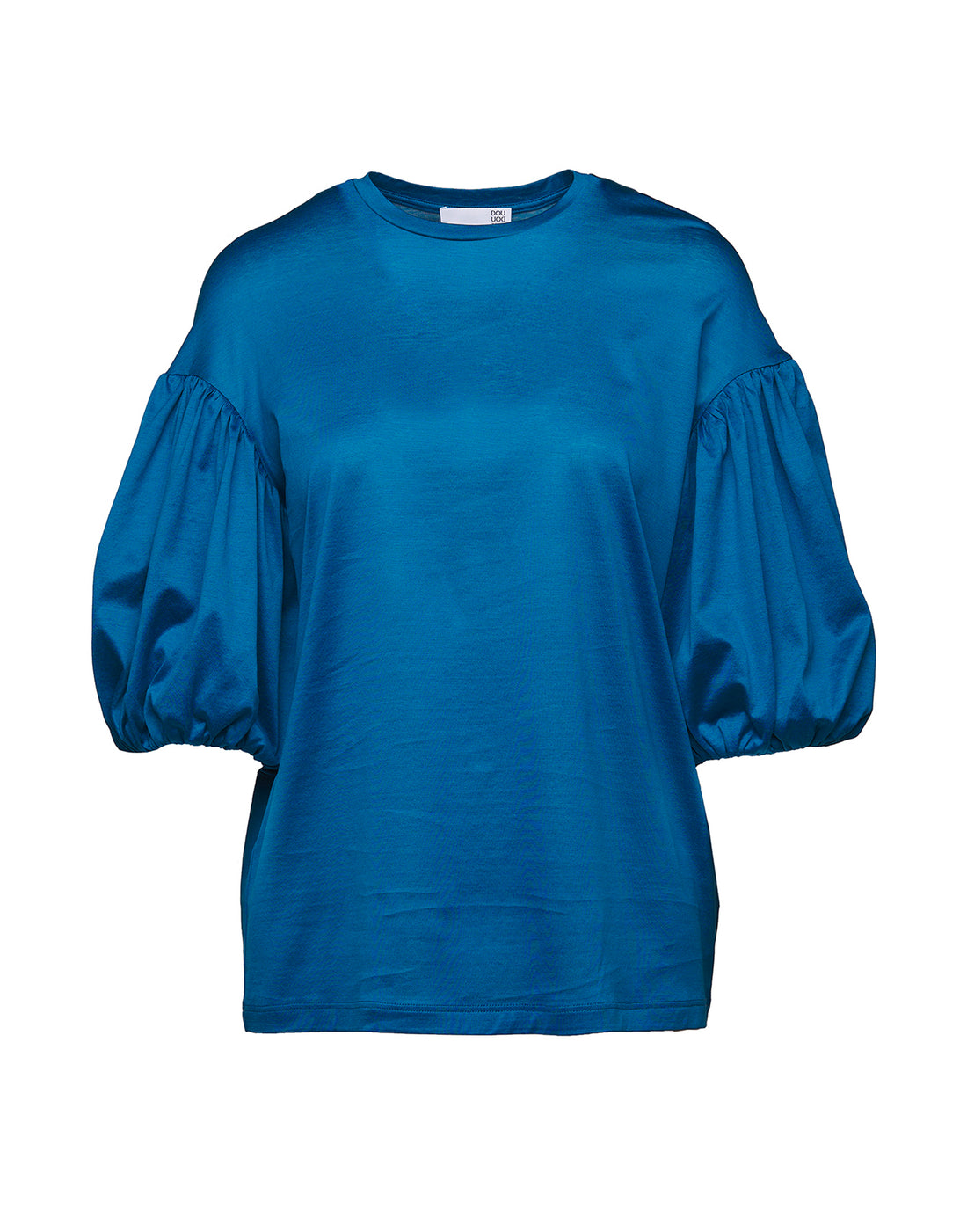 DOUUOD T-shirt Girocollo con Manica a Balloon Agata Blu