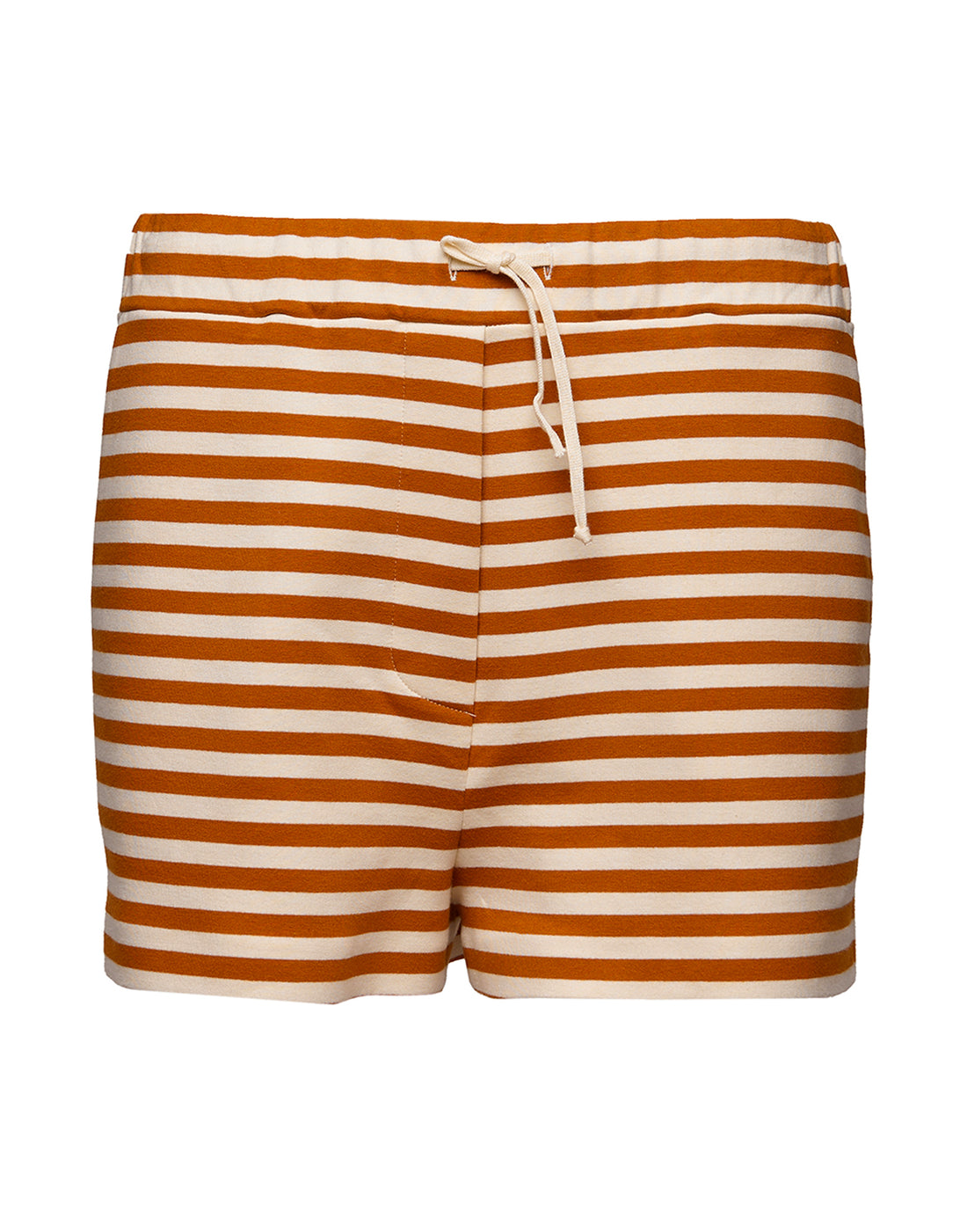 DOUUOD Shorts in Felpa Rigata Sartoriale Zafferano/Latte