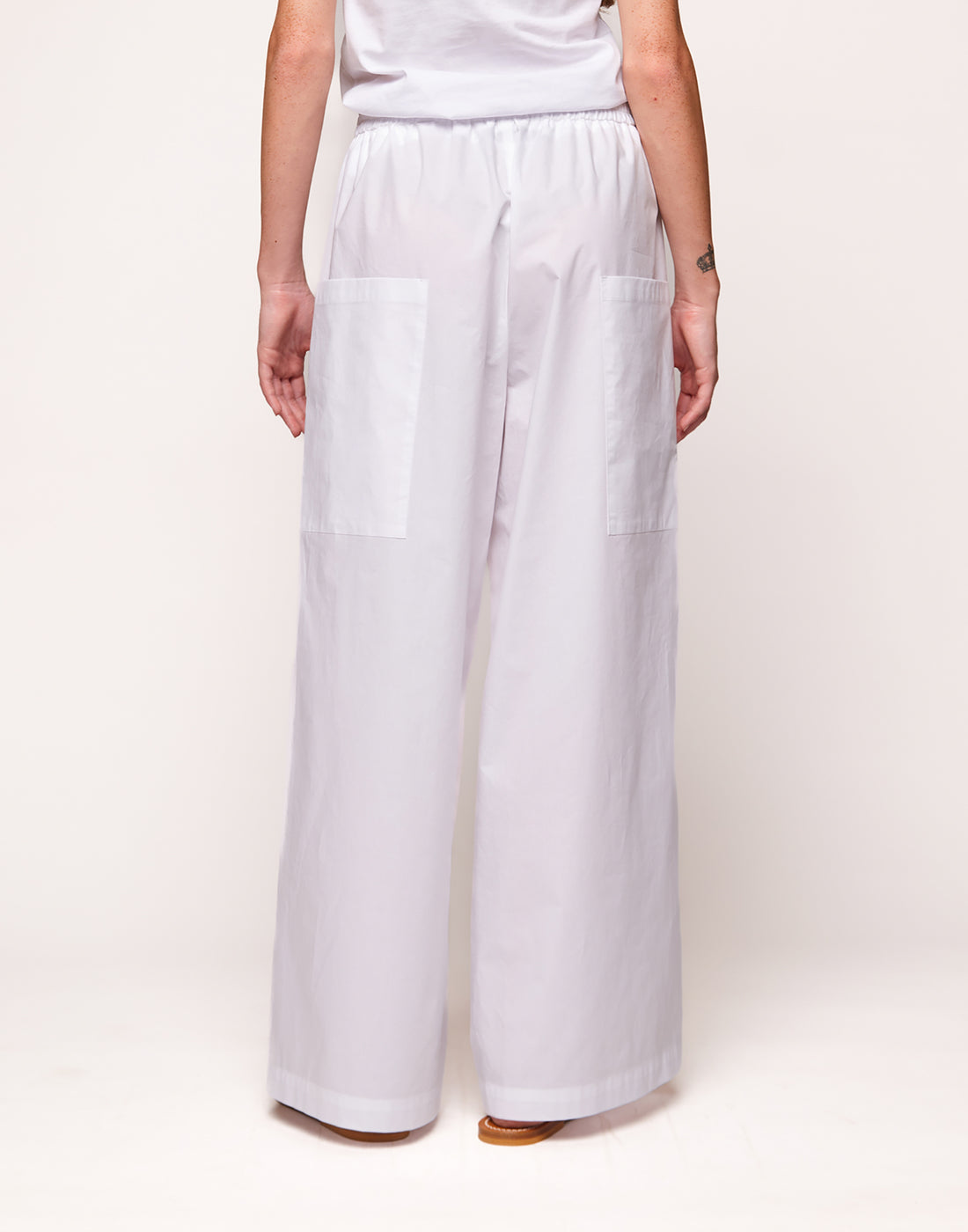 DOUUOD Pantaloni Ampi in Popeline Off White