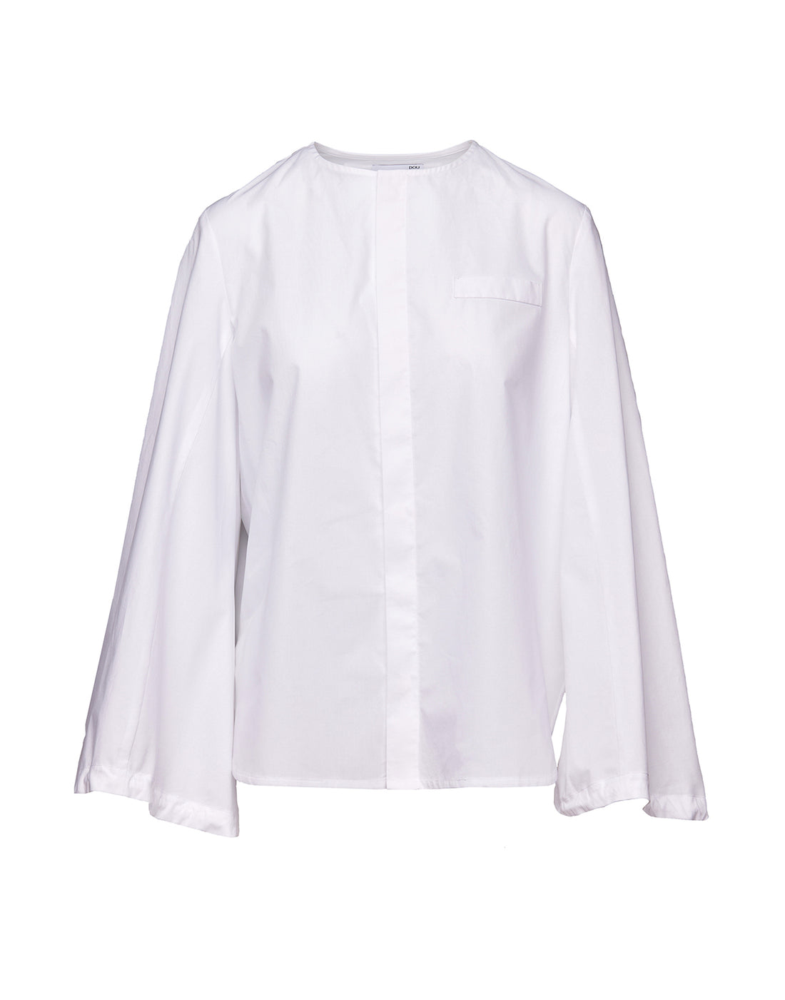 DOUUOD Camicia Girocollo con Maniche Ampie in Popeline Off White