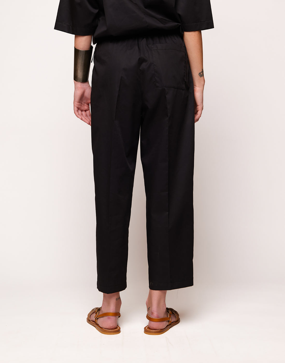 DOUUOD Pantaloni Japan in Popeline Satin Nero