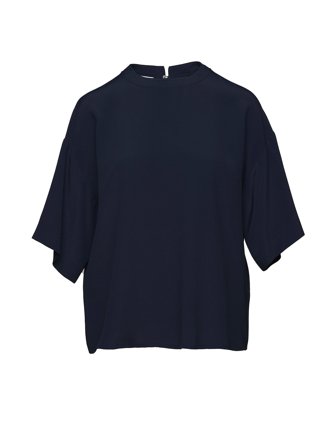 DOUUOD T-shirt in Crepe de Chine Navy Blu