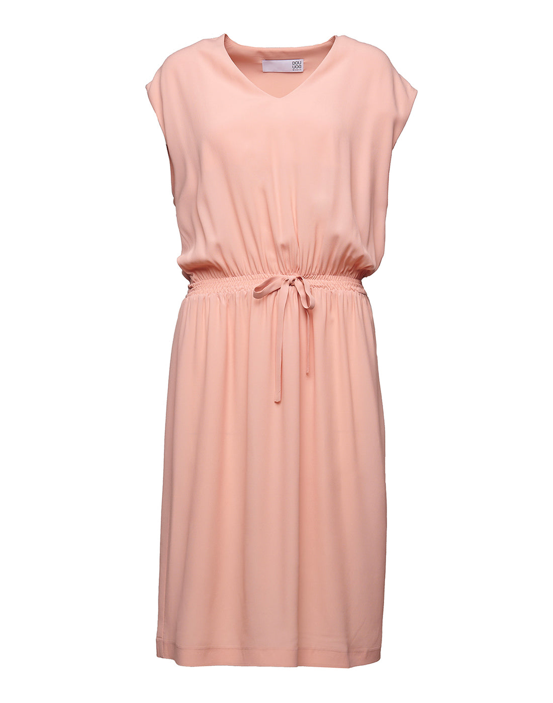 DOUUOD Abito Midi Smanicato in Crepe de Chine Blush