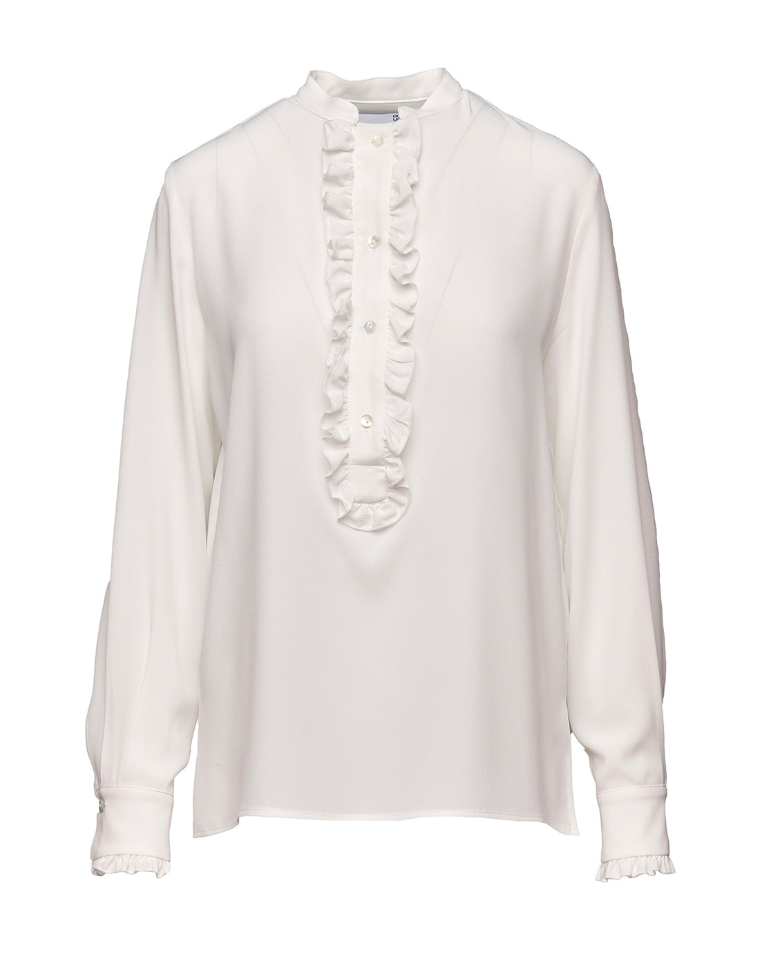 DOUUOD Camicia Serafino con Rouches in Crepe de Chine Latte