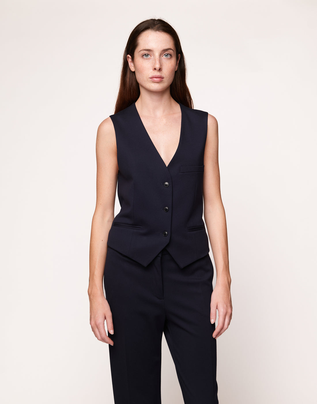 DOUUOD Gilet in Punto Milano Compact Navy Blu