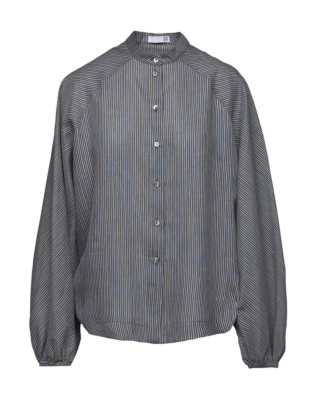 DOUUOD Camicia con Maniche Ampie in Organza Lino/Seta