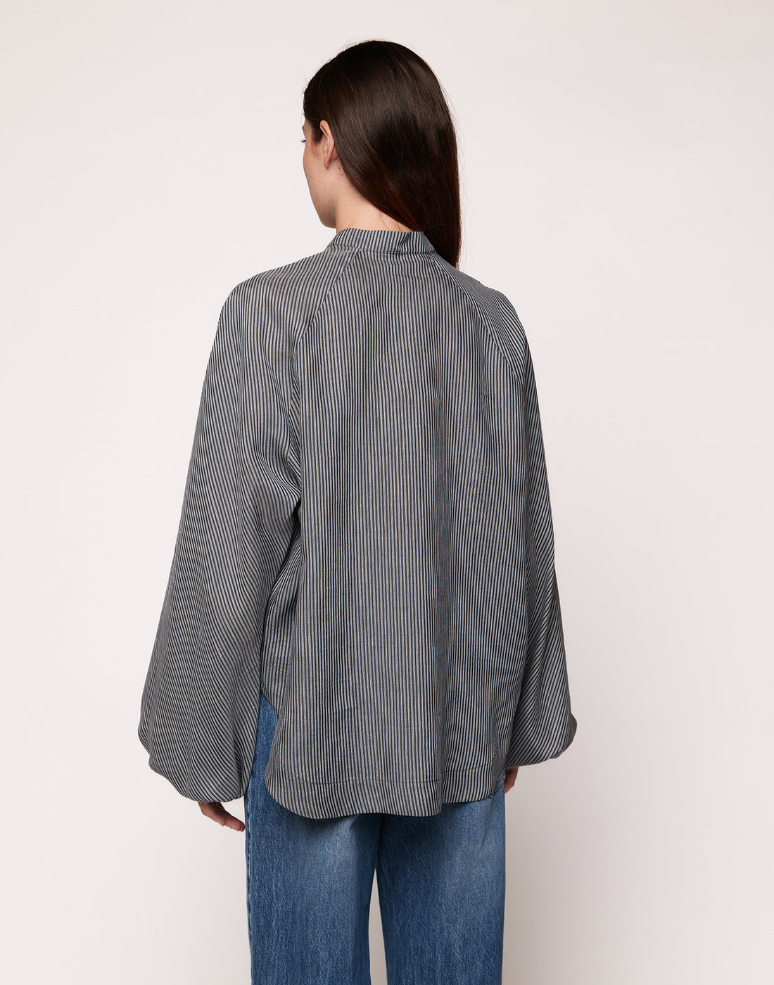 DOUUOD Camicia con Maniche Ampie in Organza Lino/Seta