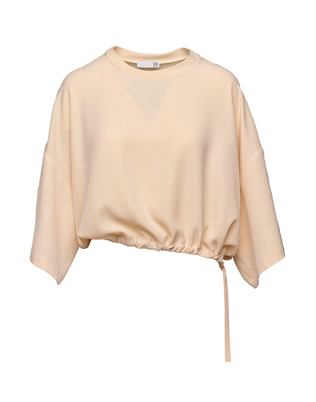 DOUUOD Blusa Girocollo in Cady Fluido Vaniglia