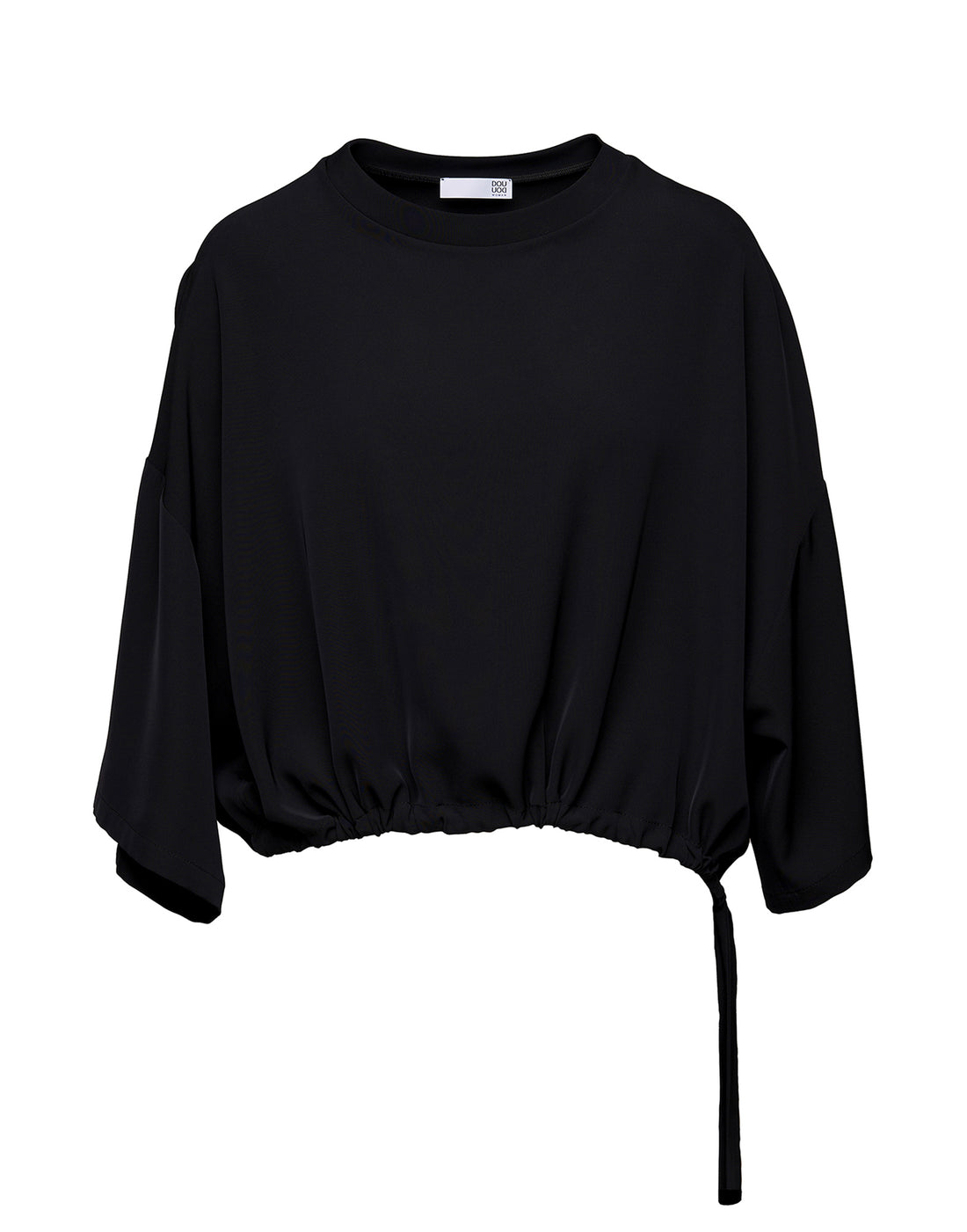 DOUUOD Blusa Girocollo in Cady Fluido Nero