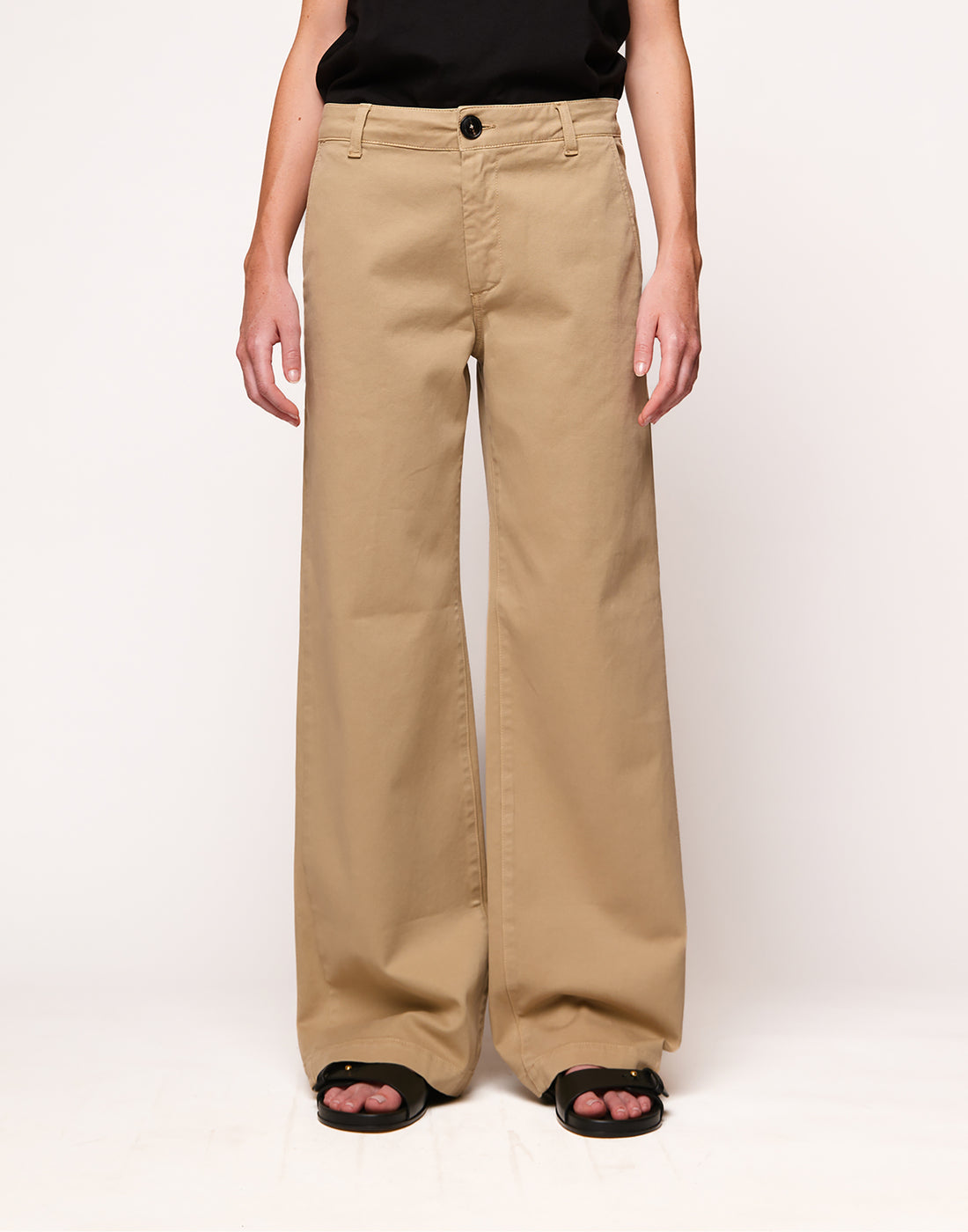 DOUUOD Pantaloni a Gamba Larga in Drill di Cotone Stretch Khaki