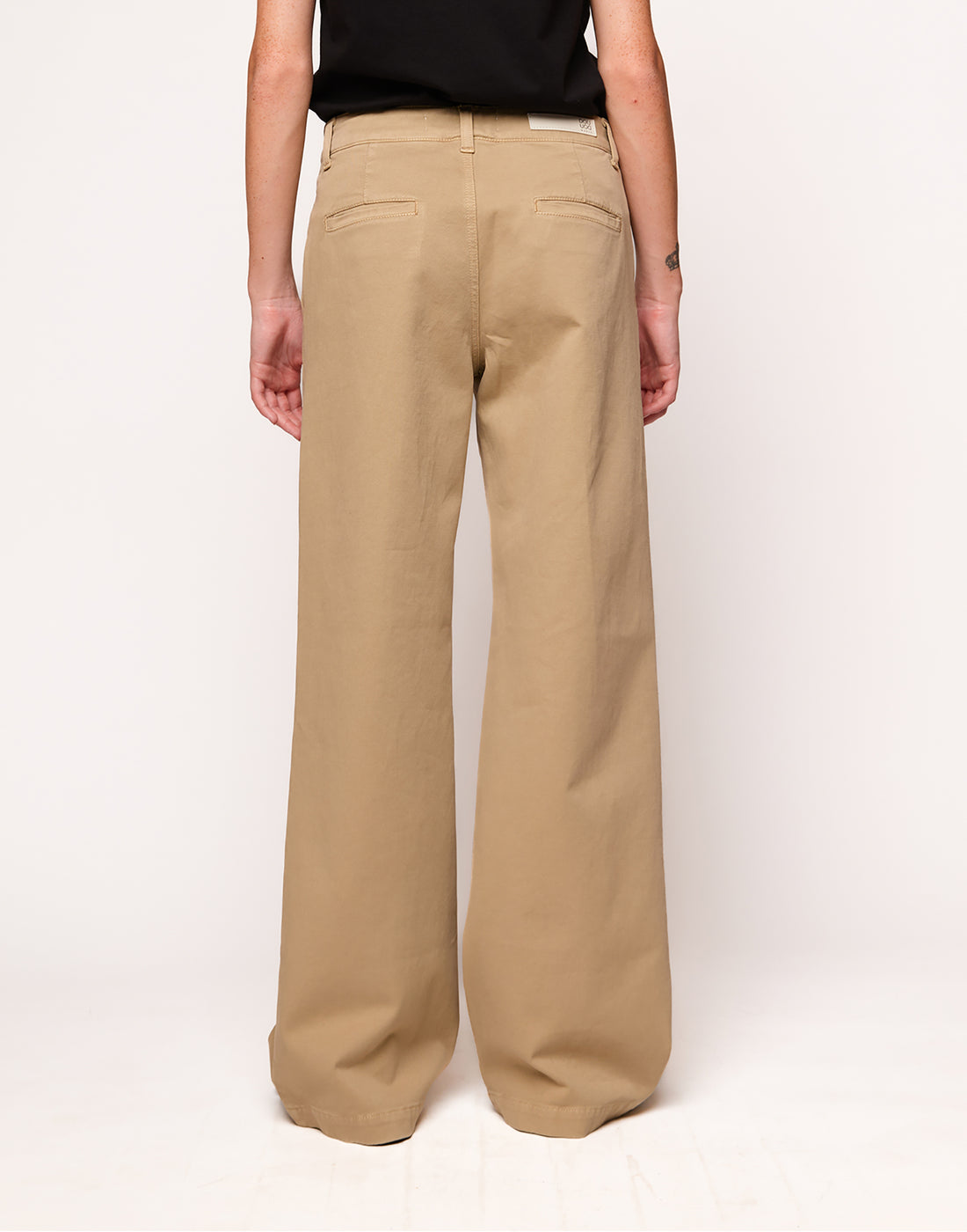 DOUUOD Pantaloni a Gamba Larga in Drill di Cotone Stretch Khaki