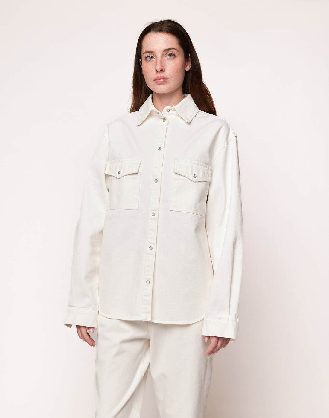 DOUUOD Camicia in Bull di Cotone Off White