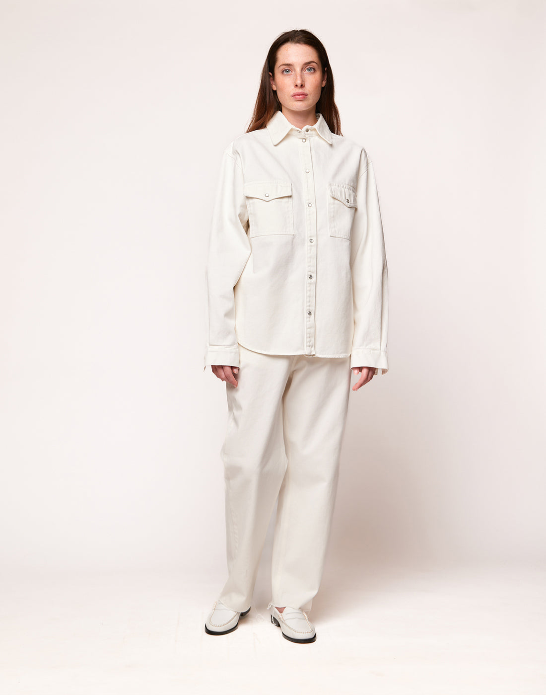 DOUUOD Camicia in Bull di Cotone Off White