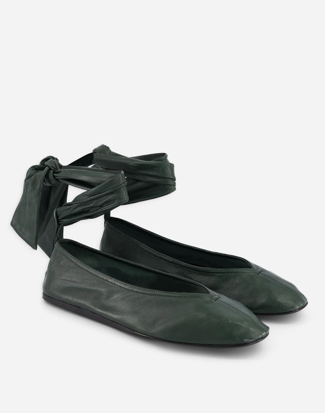 LAURENCE BRAS Ballerine Bun con Laccio alla Caviglia Green