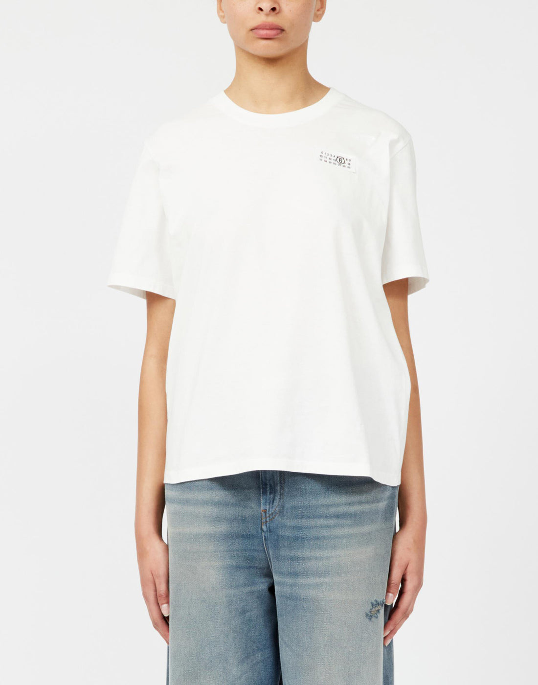 MM6 MAISON MARGIELA T-shirt Maniche Corte con Numeric Logo Off White