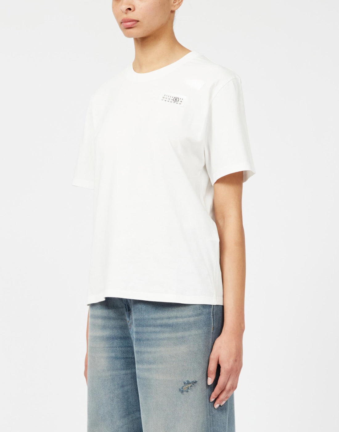 MM6 MAISON MARGIELA T-shirt Maniche Corte con Numeric Logo Off White