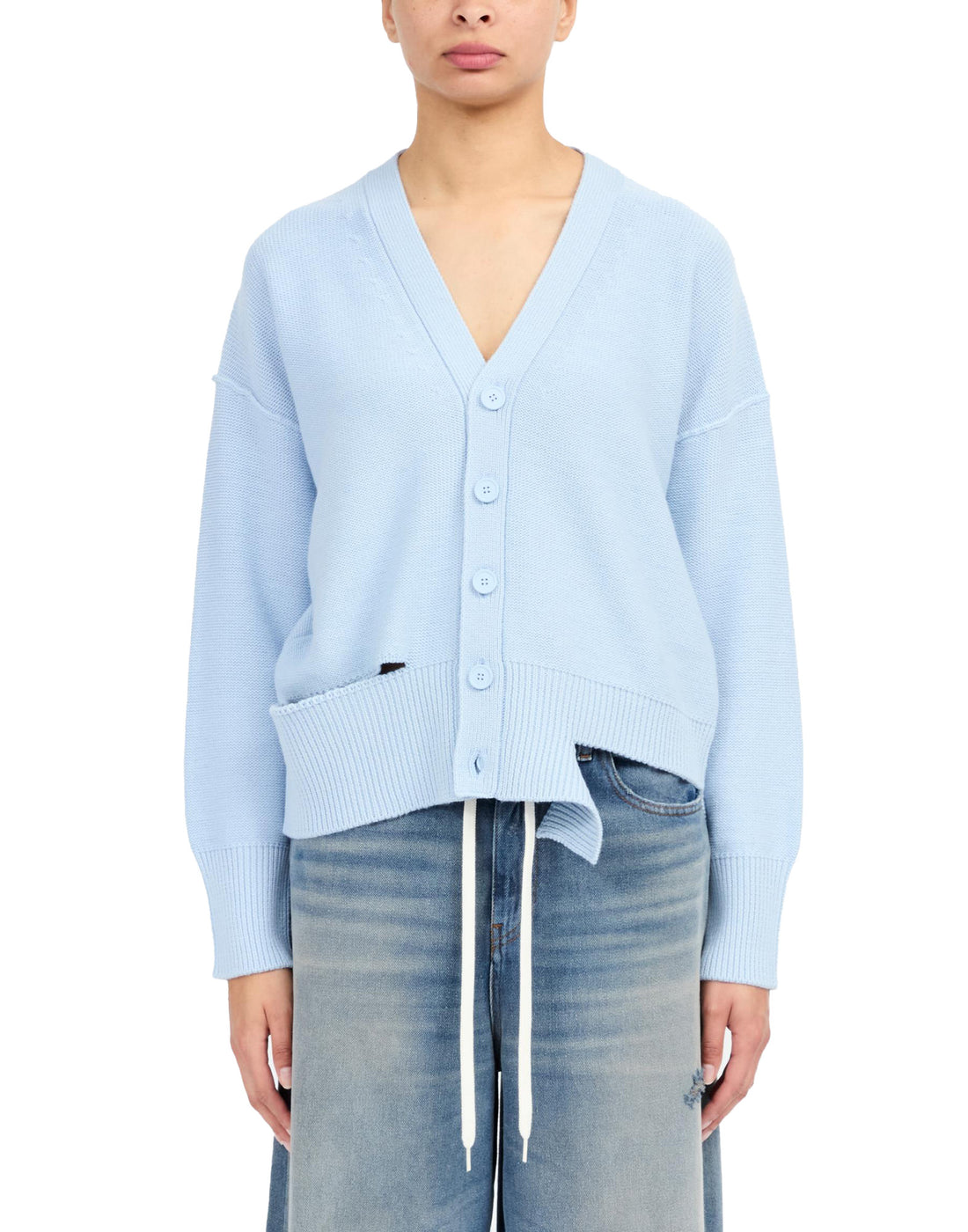 MM6 MAISON MARGIELA Cardigan con Motivo Distressed Froth Blue