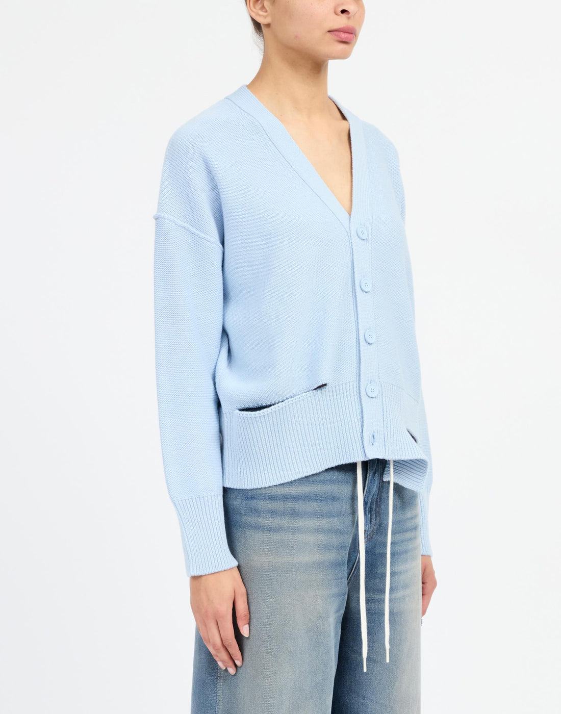 MM6 MAISON MARGIELA Cardigan con Motivo Distressed Froth Blue