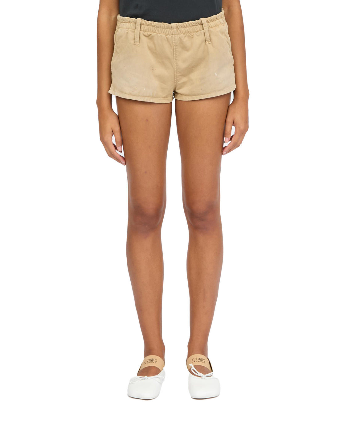 MM6 MAISON MARGIELA Shorts in Gabardina Effetto Vintage Sand Beige