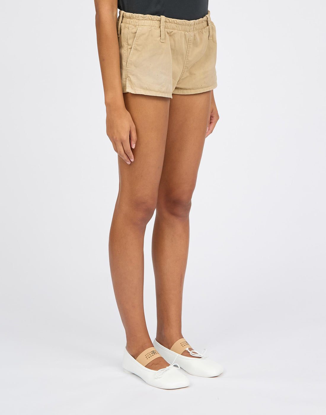 MM6 MAISON MARGIELA Shorts in Gabardina Effetto Vintage Sand Beige